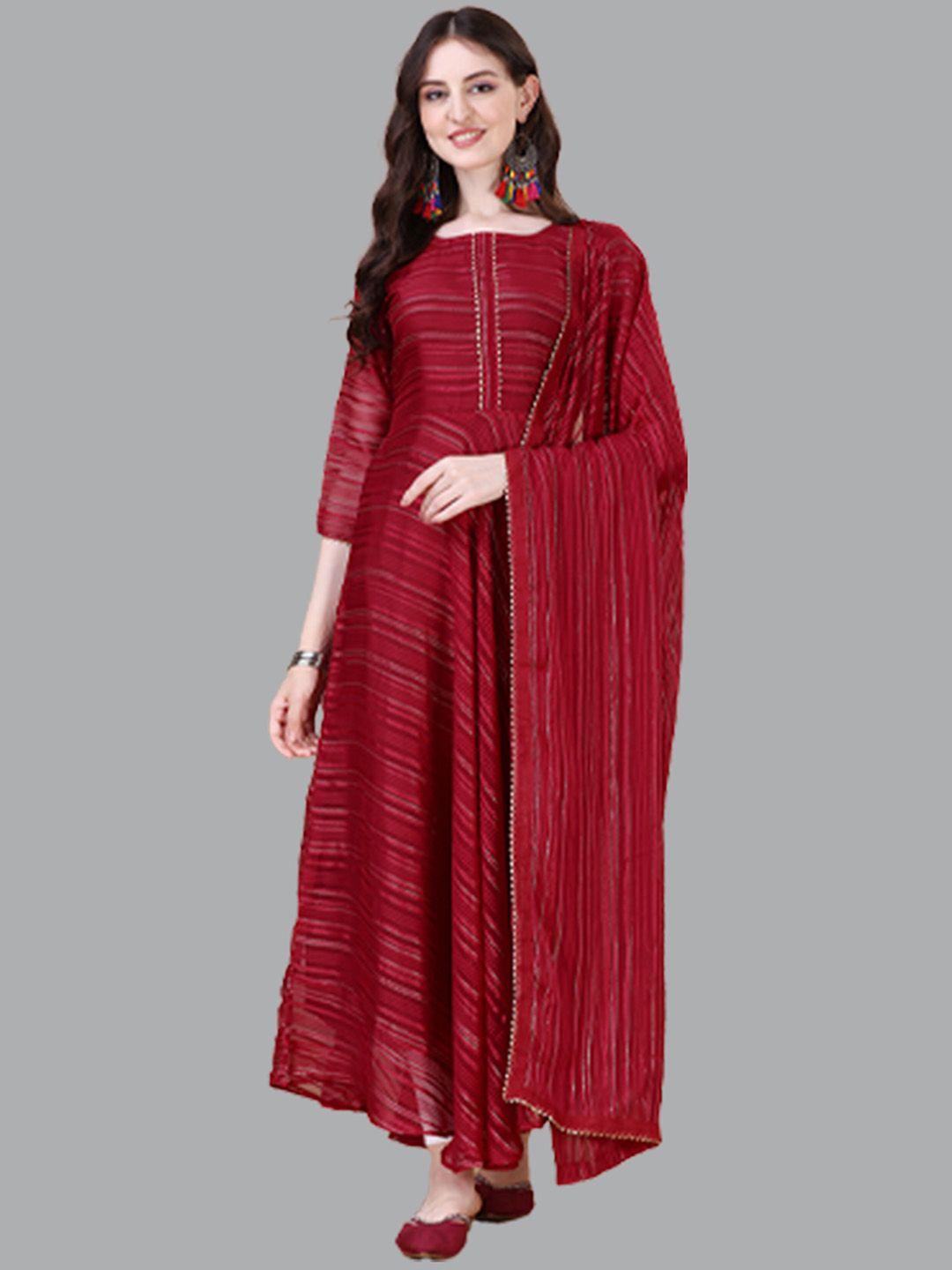 n n enterprise self striped gotta patti anarkali style fit & flare maxi ethnic dress