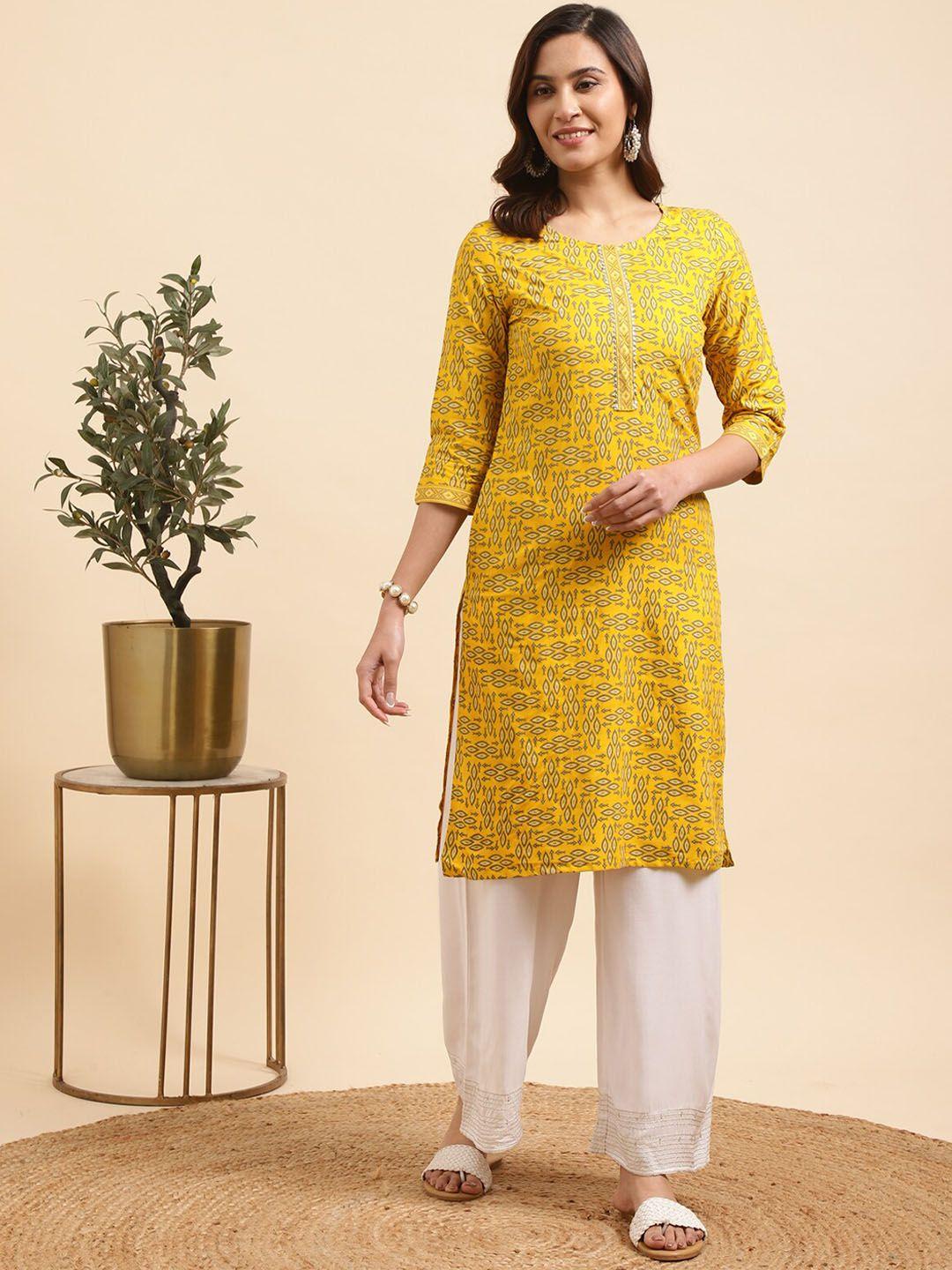 rangita ethnic motifs printed kurta with palazzo