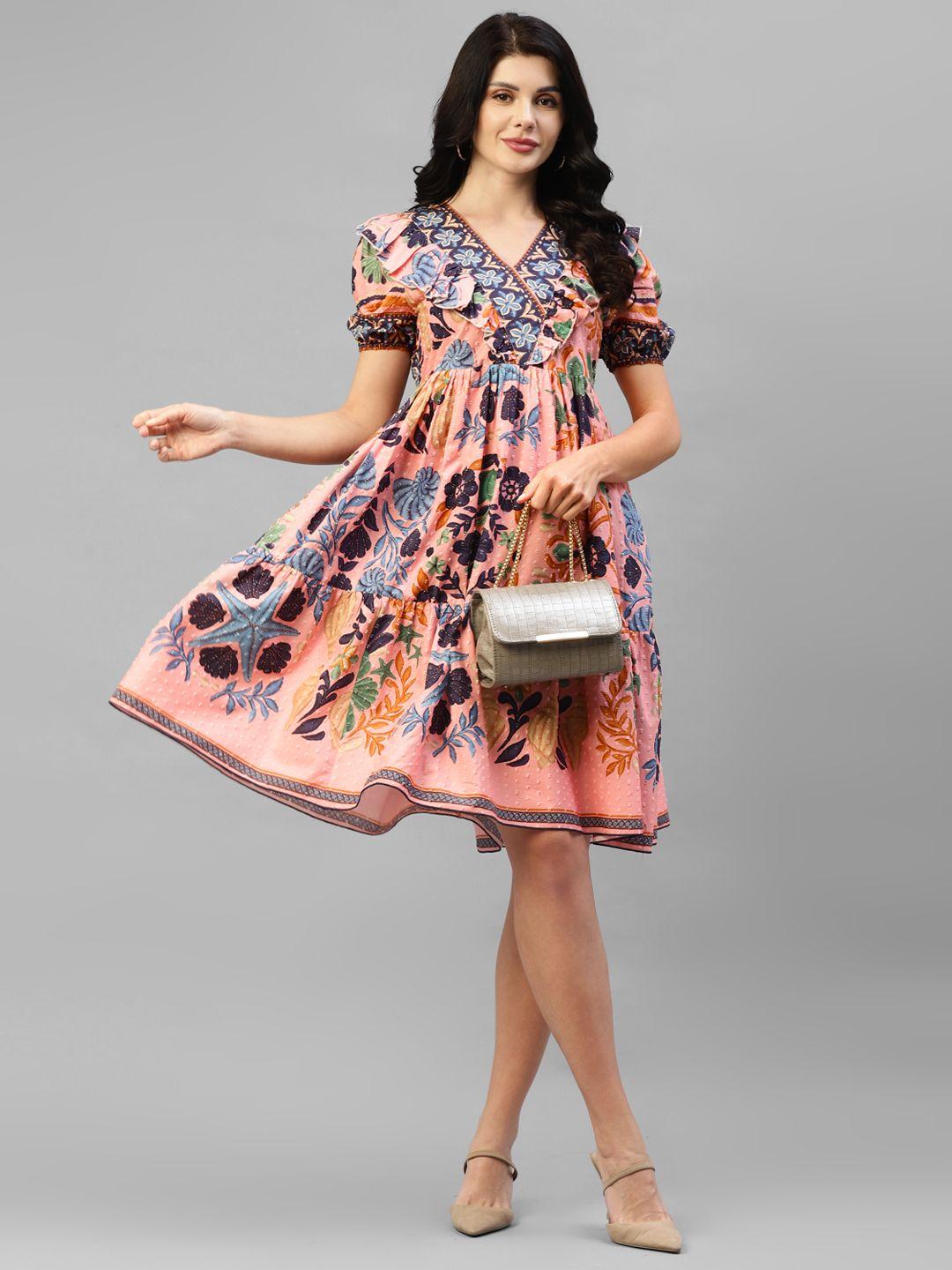 deebaco floral print fit & flare dress