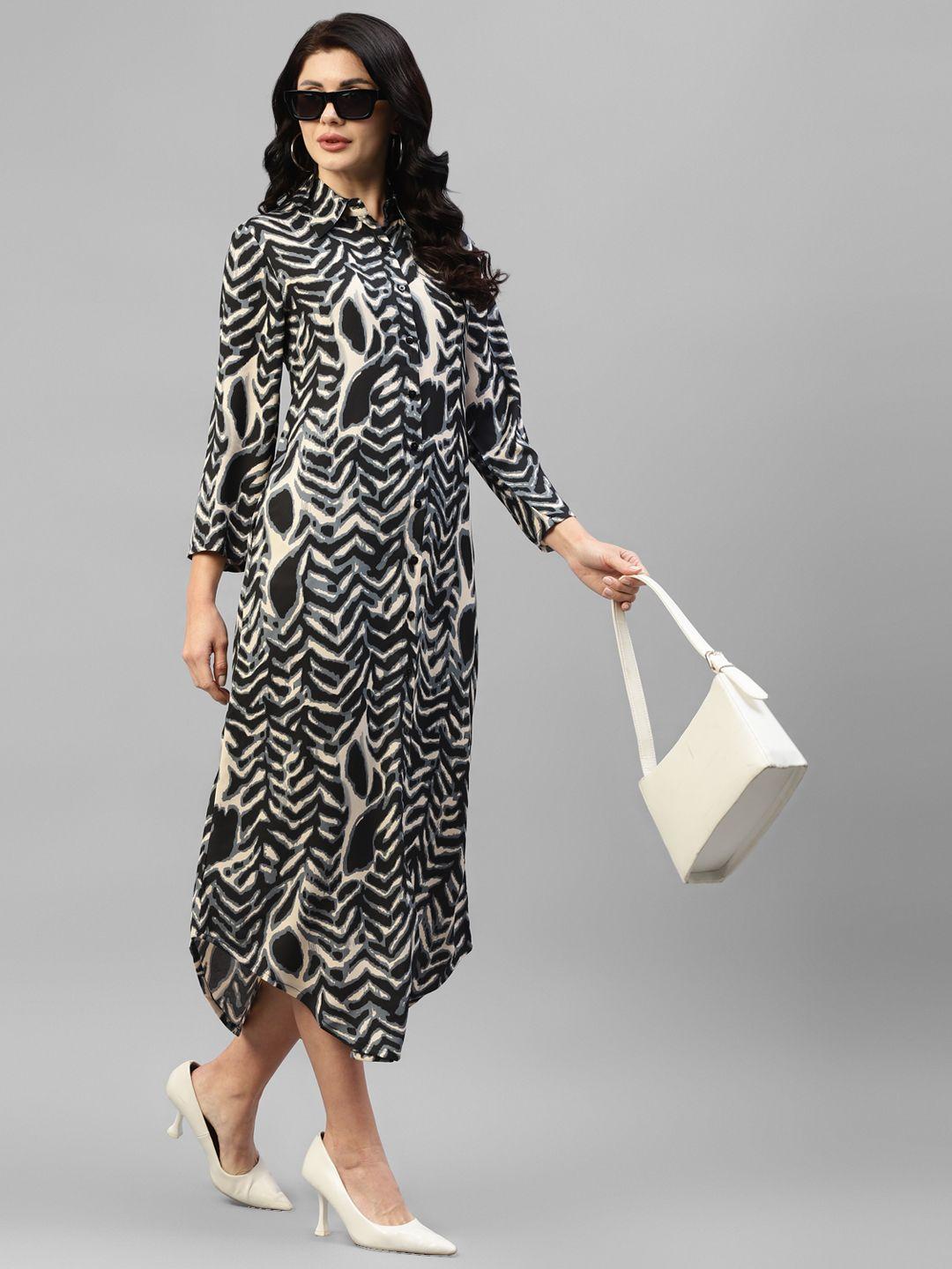 deebaco animal print shirt midi dress