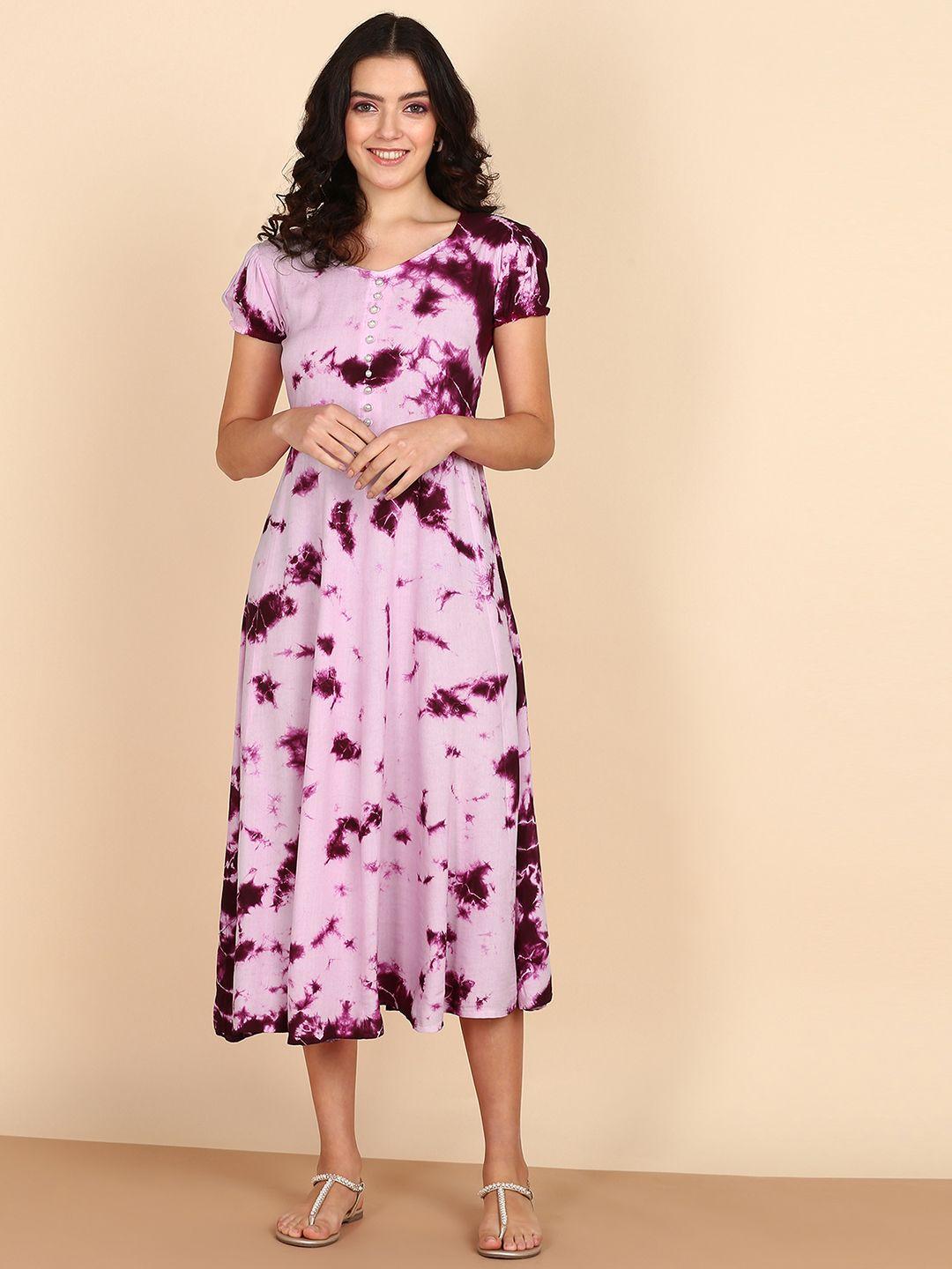 maaesa floral print fit & flare midi dress