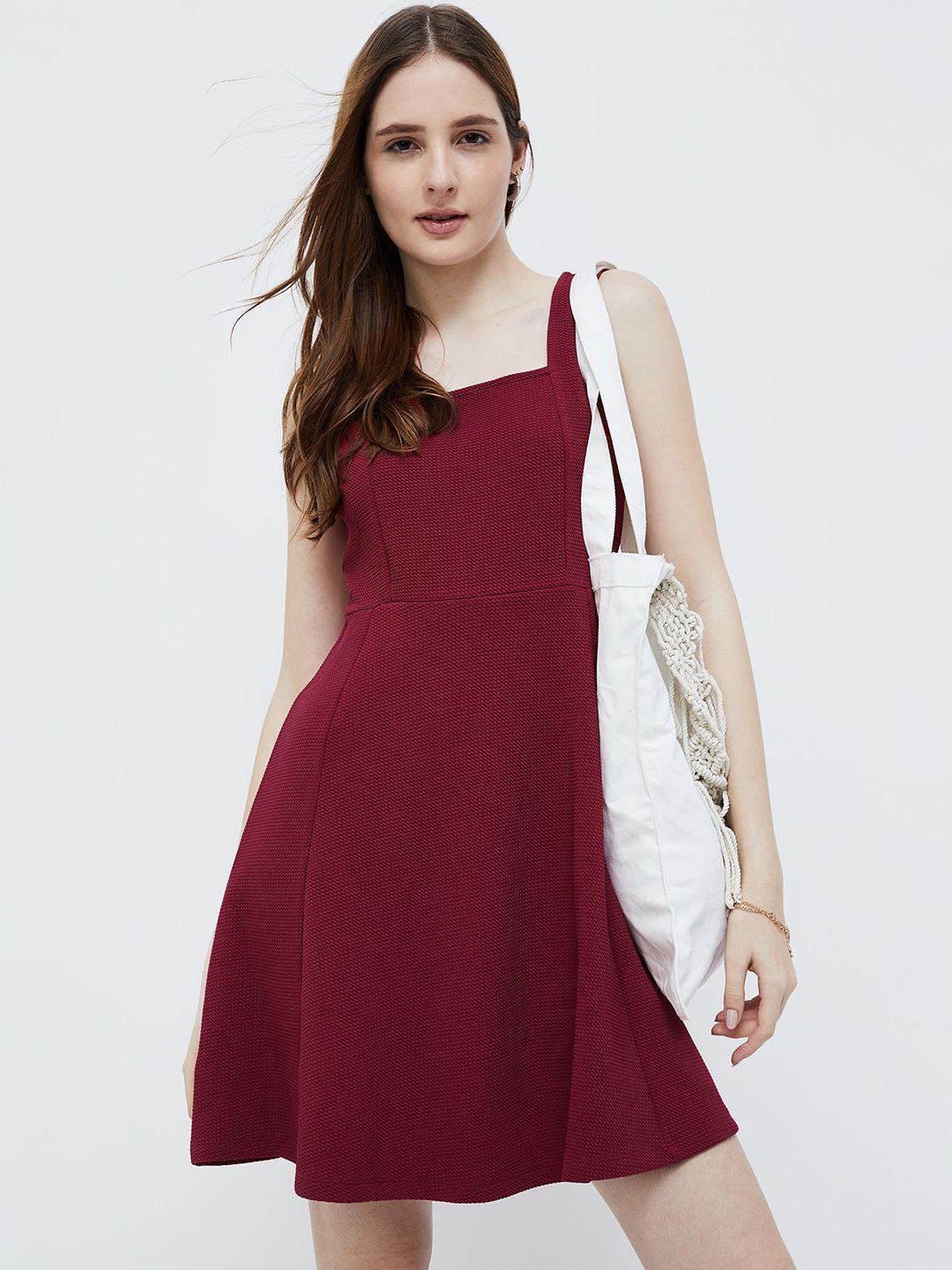 ginger by lifestyle self design square neck fit & flare dress