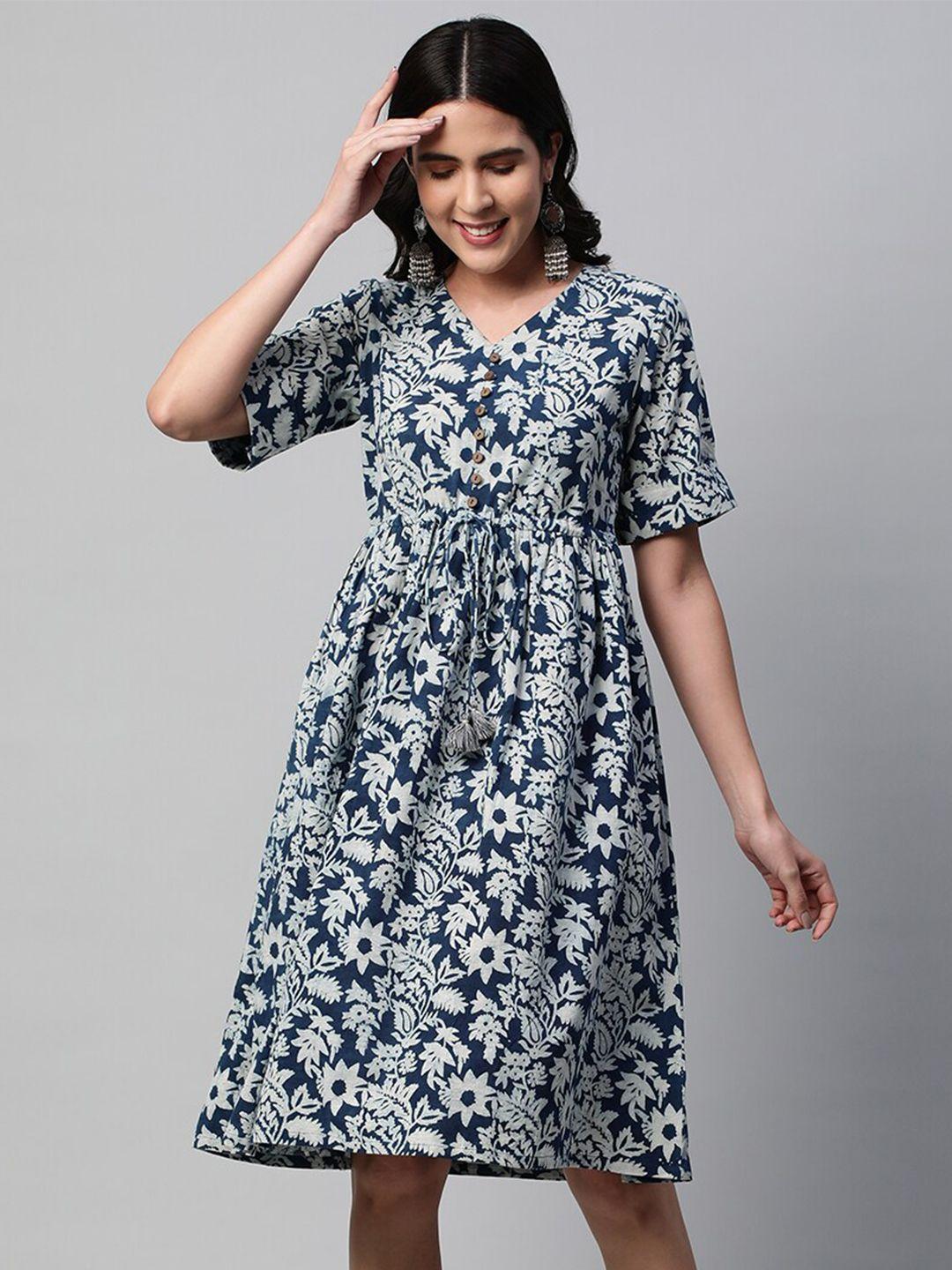 kami kubi floral print ruffled fit & flare dress