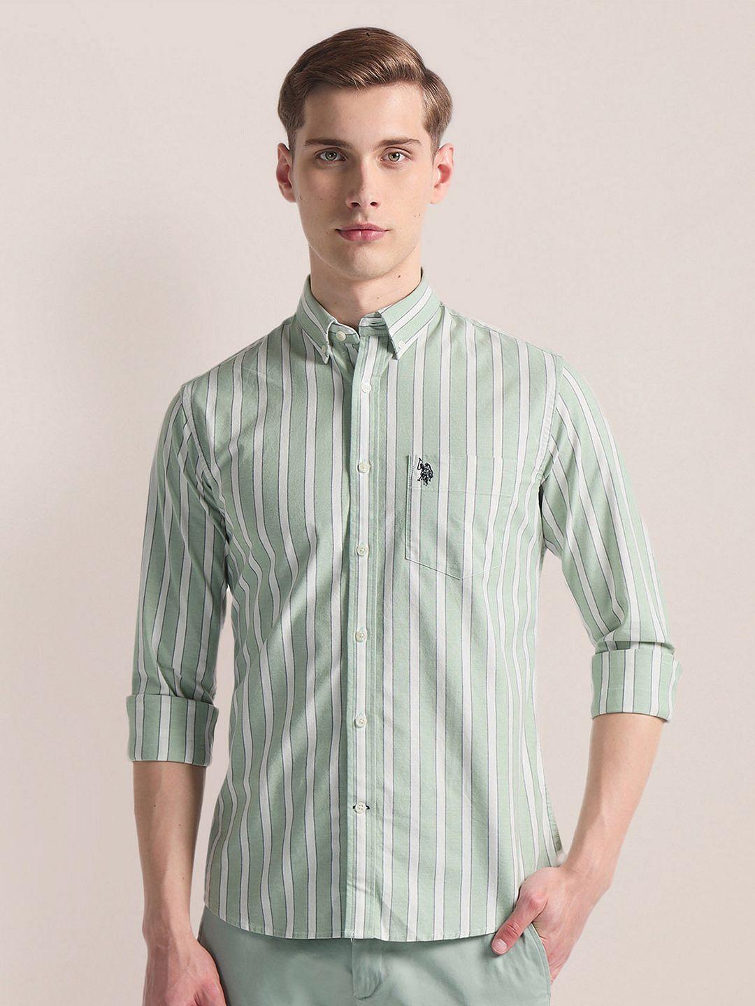 u.s. polo assn. regular fit long sleeves cotton opaque striped casual shirt