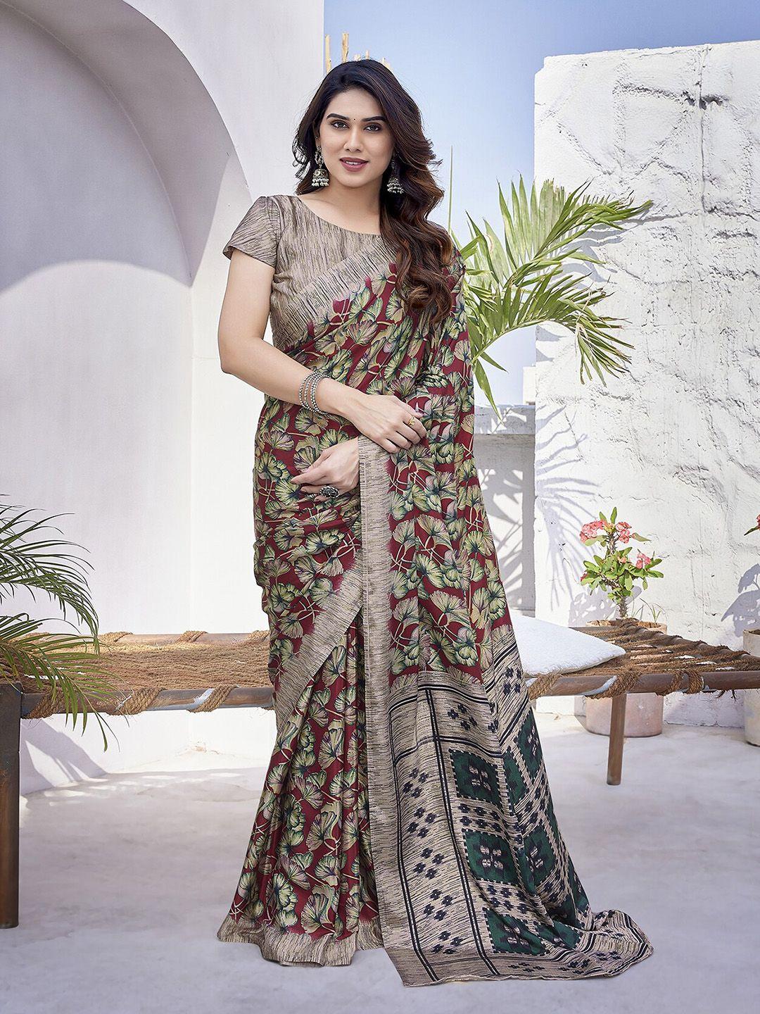 magmina floral printed pure chiffon saree