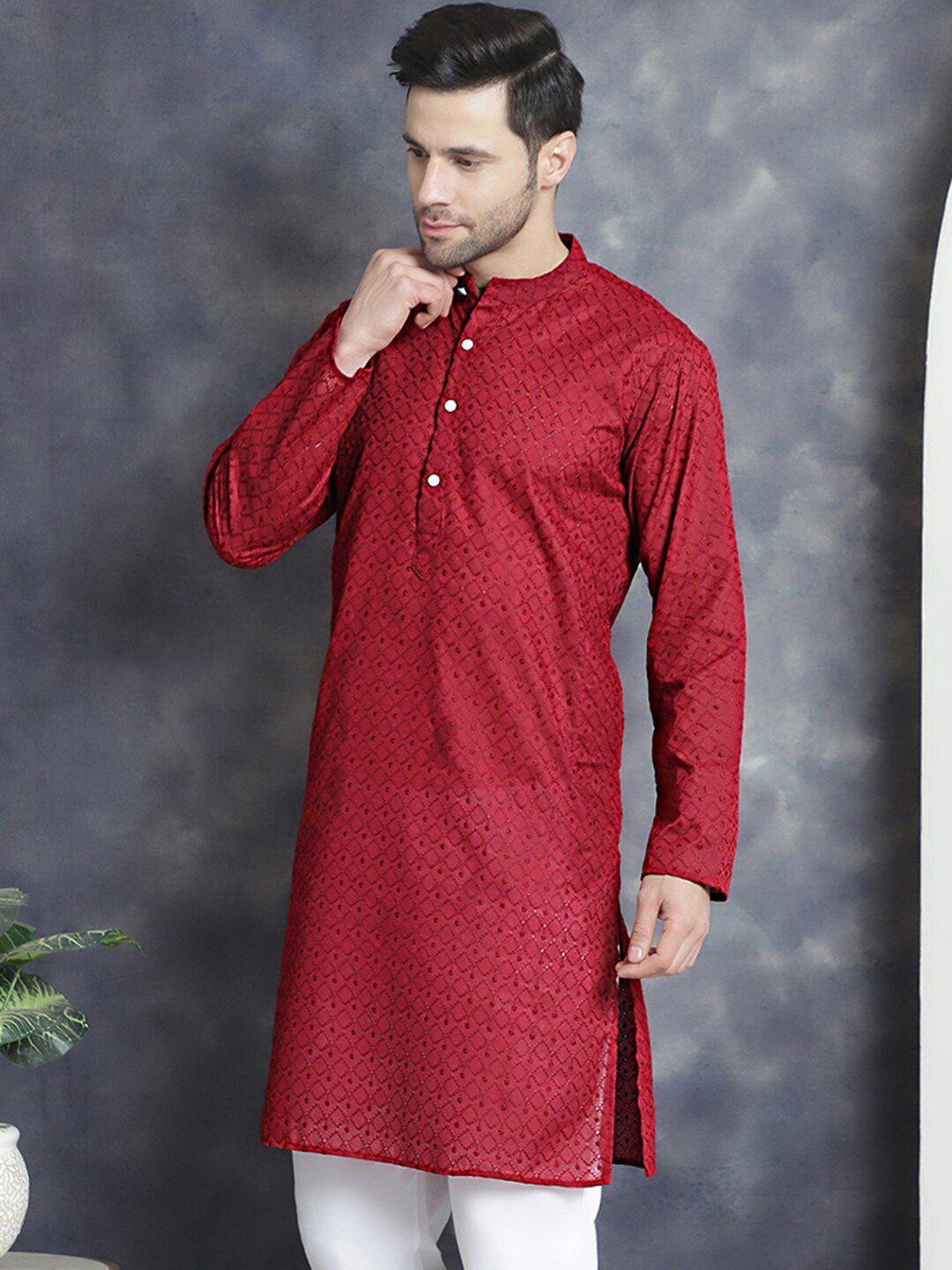 anouk men geometric embroidered thread work kurta