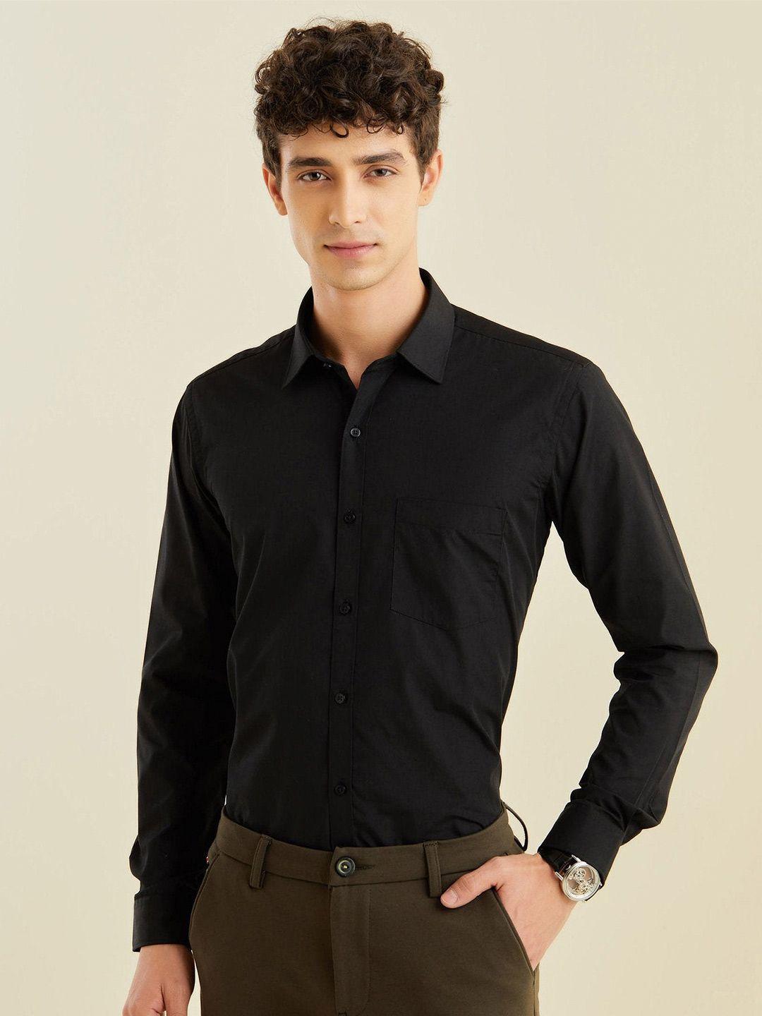 stori spread collar opaque cotton casual shirt