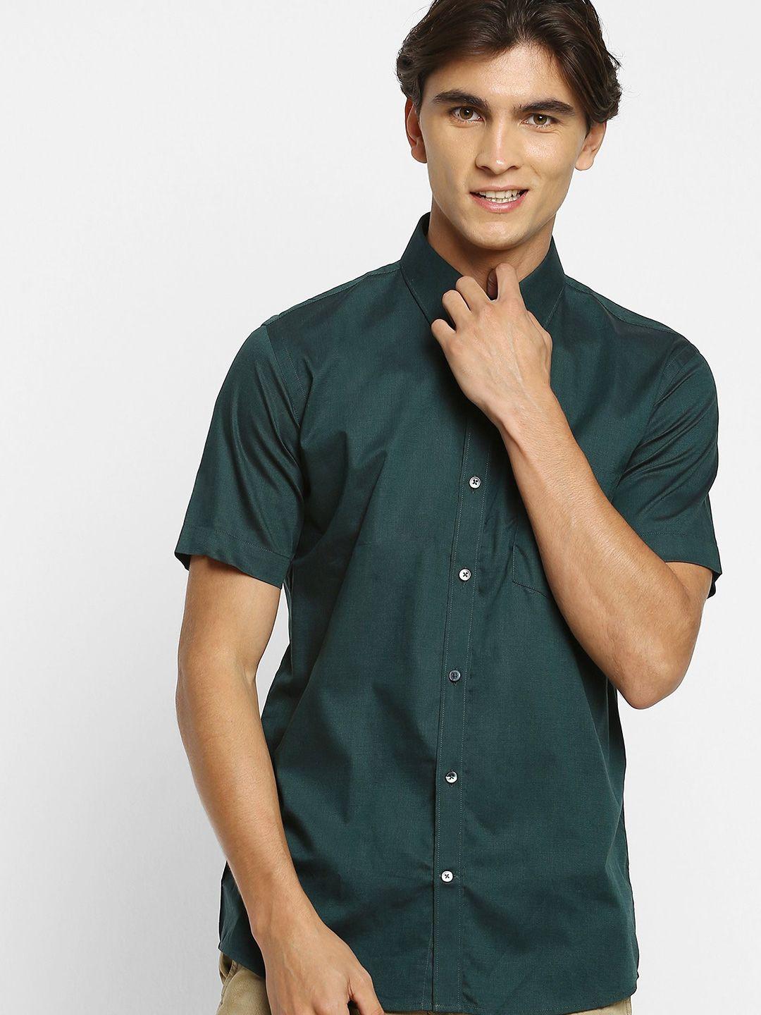 stori spread collar short sleeves slim fit cotton formal shirt