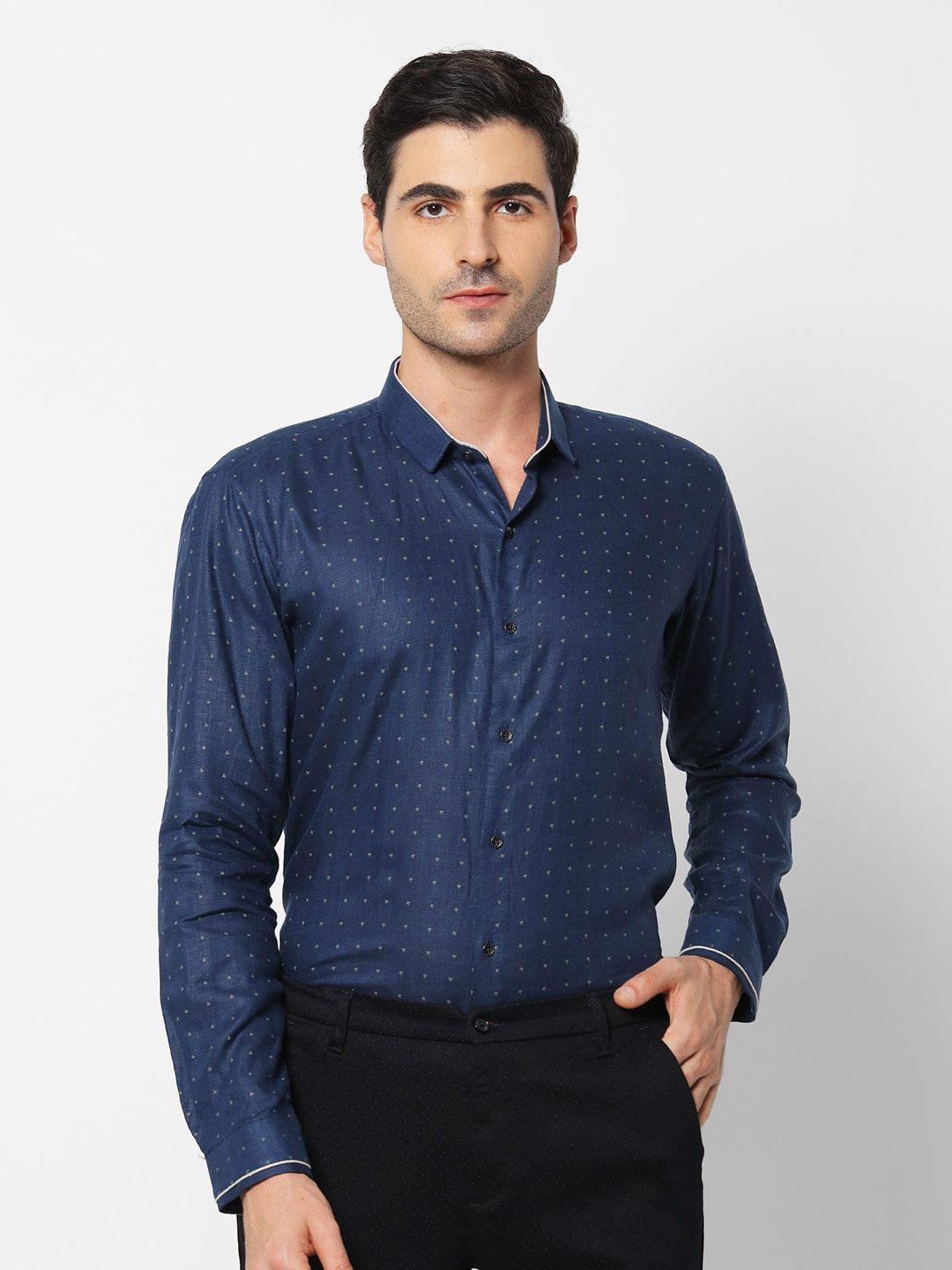 stori men slim fit opaque printed party shirt