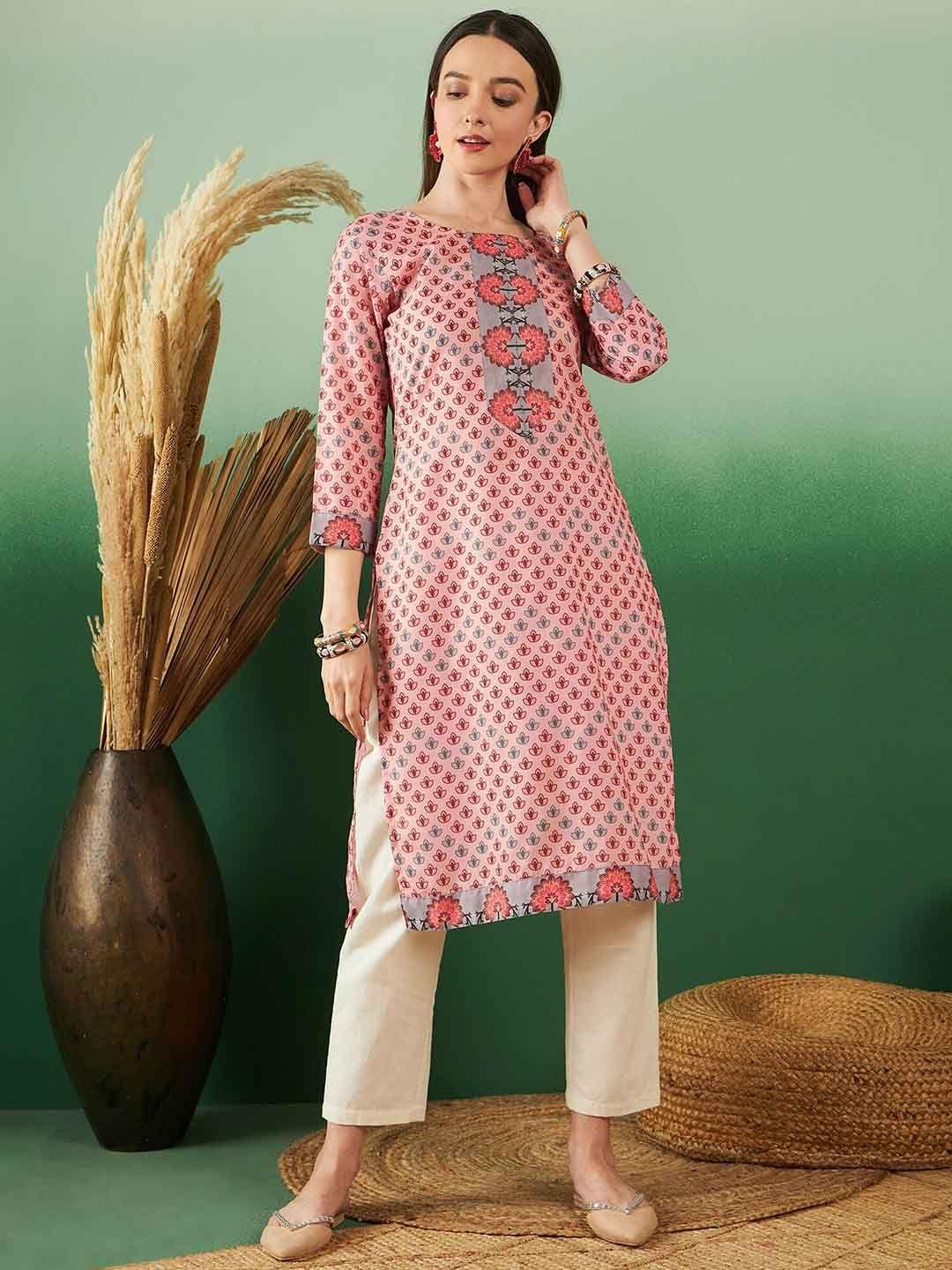 sangria printed straight kurta