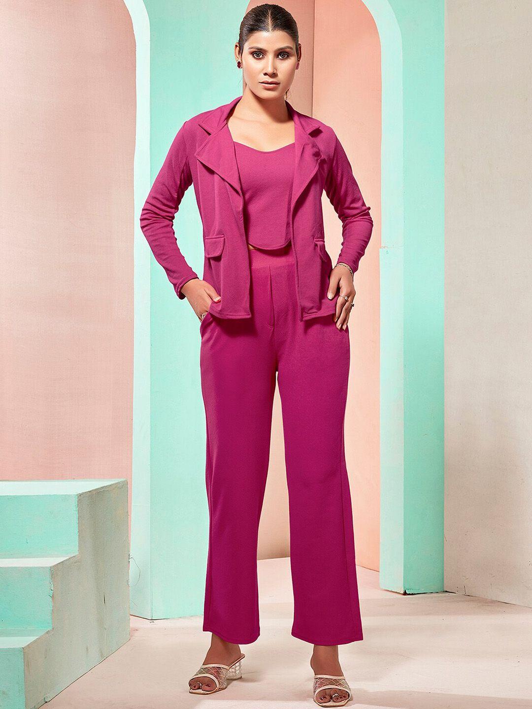 selvia v-neck top with trouser & jacket co-ords