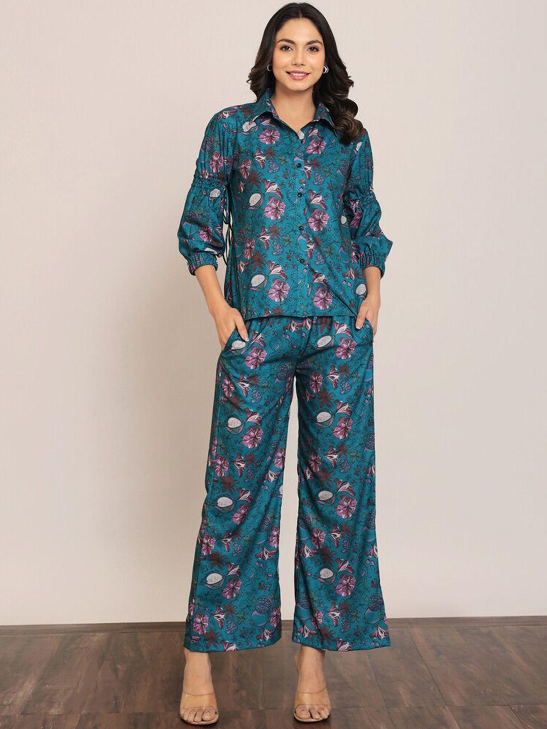 kaori by shreya agarwal bliss printed shirt with trousers co-ords