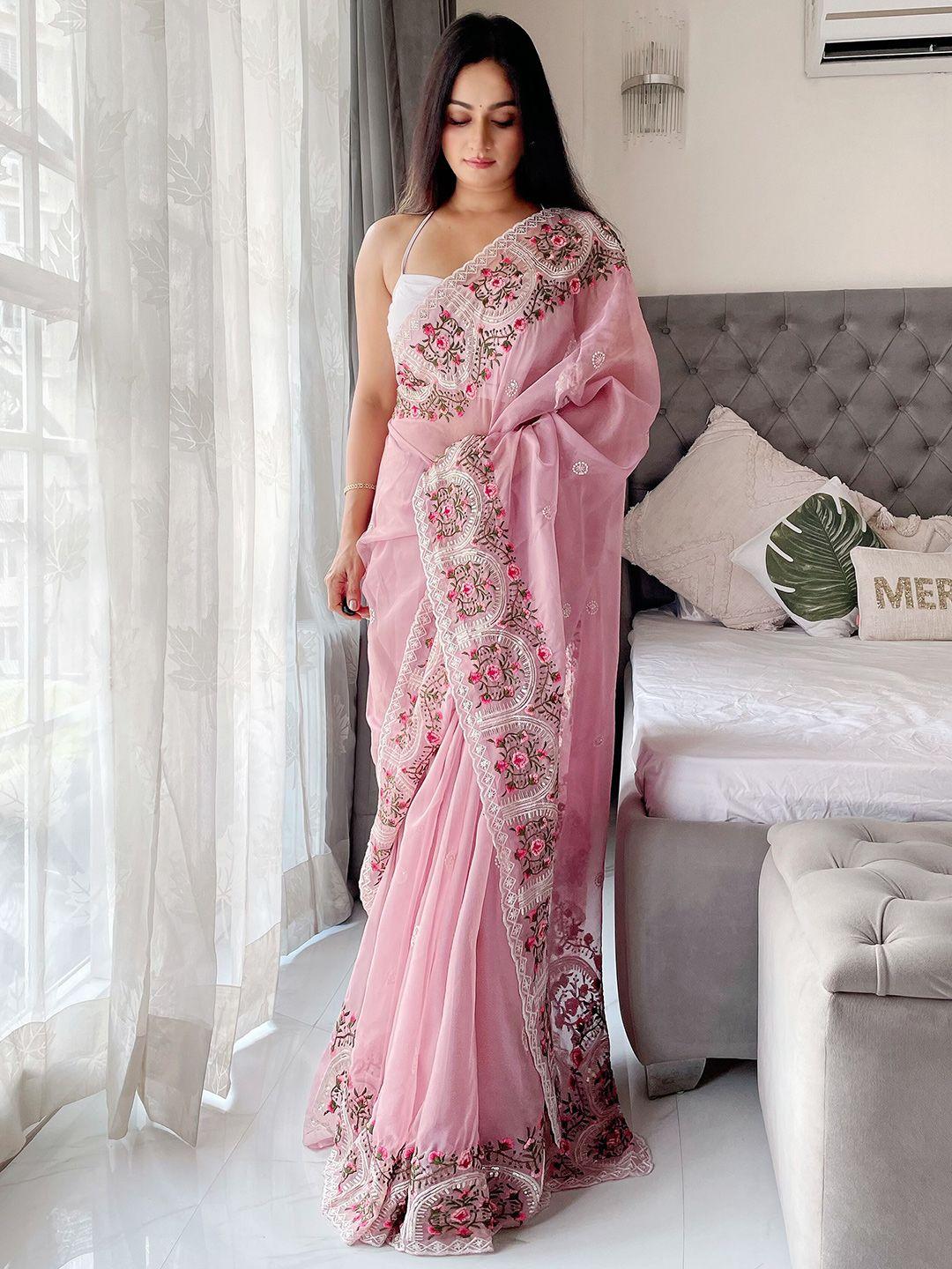 munir embroidered organza saree