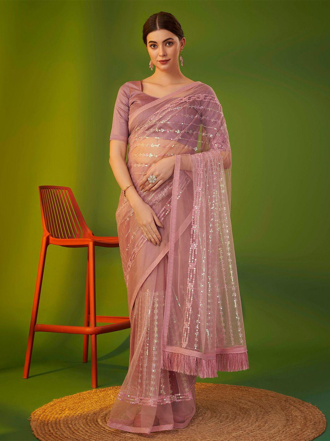 munir ethnic motifs sequinned net saree