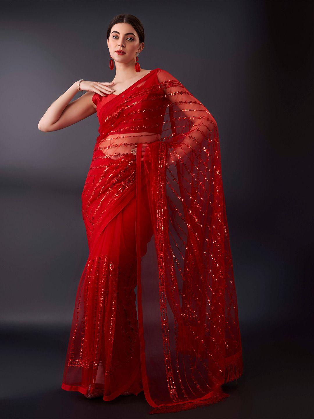 munir ethnic motifs sequinned net saree