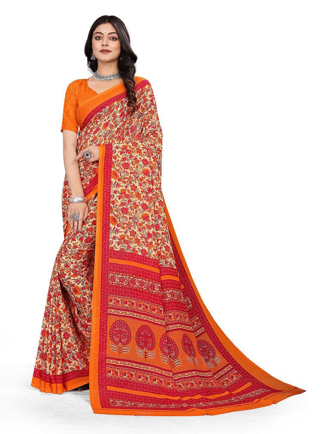 vimla floral poly crepe saree