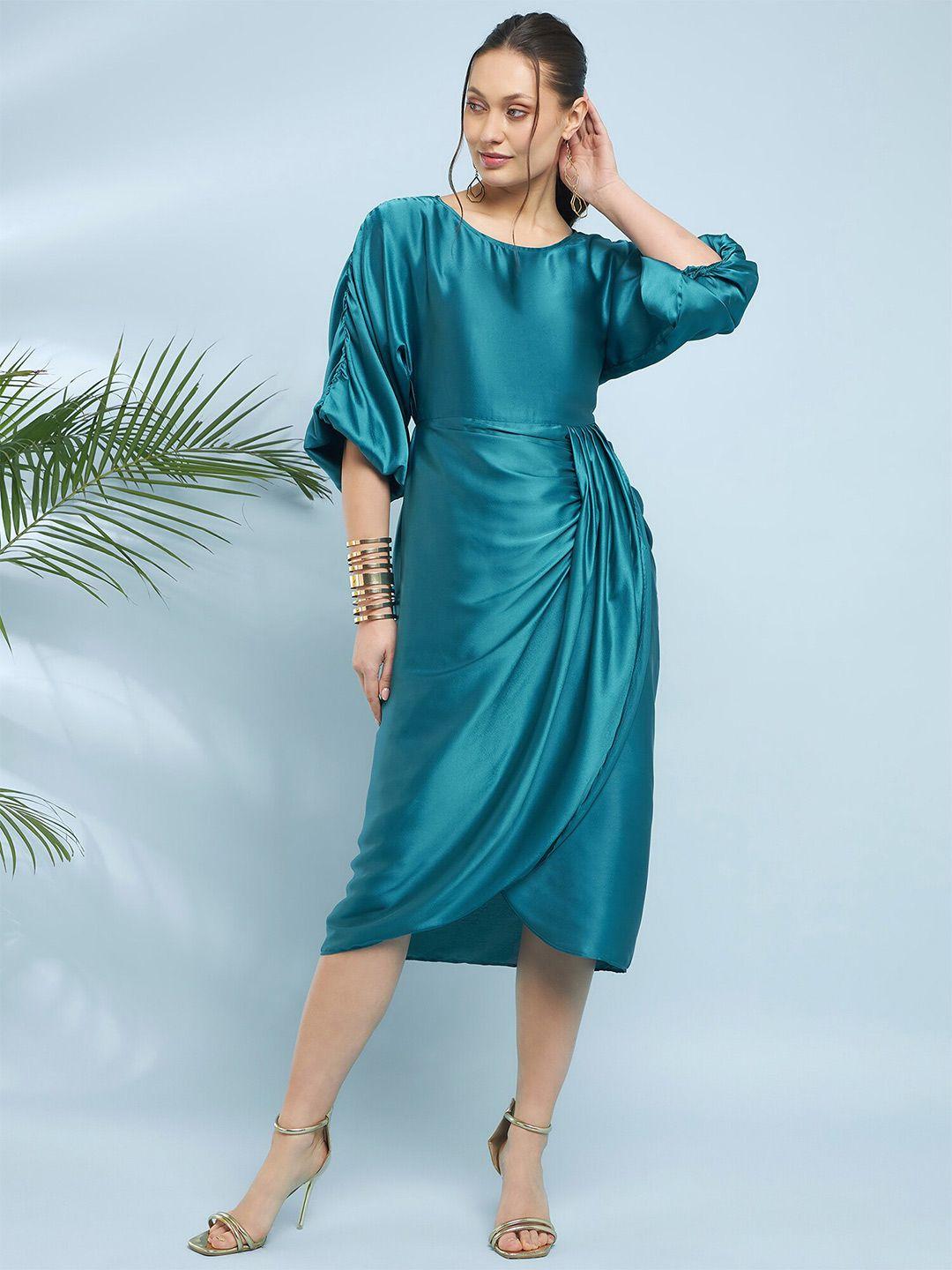 antheaa satin sheath midi dress