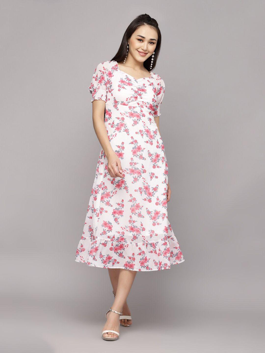 aayu floral print georgette a-line midi dress