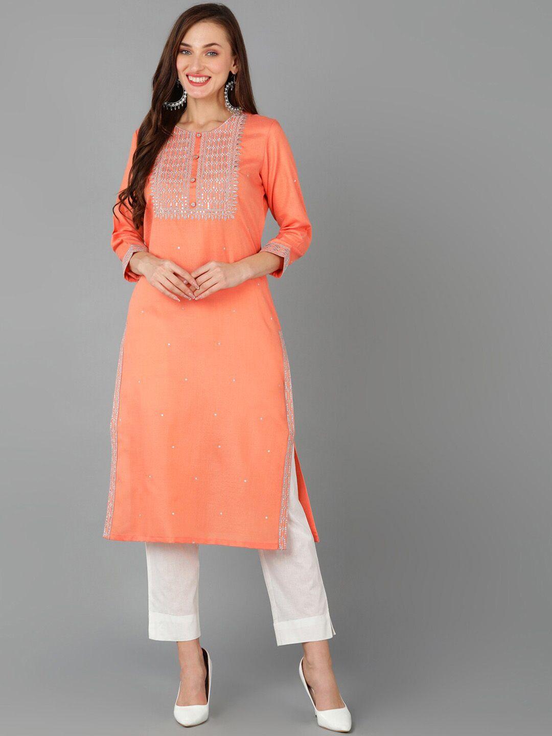 kalini embroidered sequined straight kurta