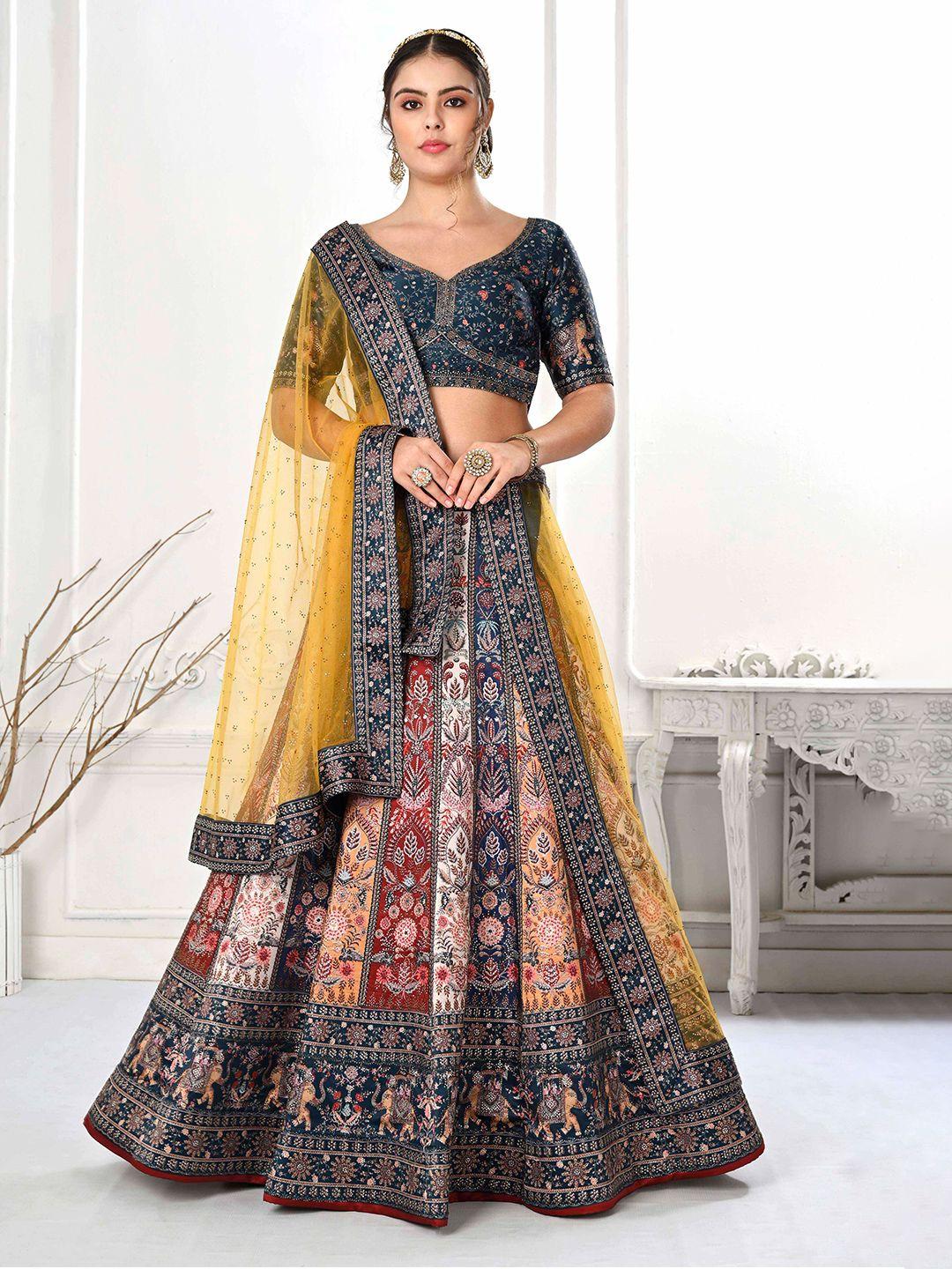 saptrangi printed ready to wear lehenga & blouse with dupatta