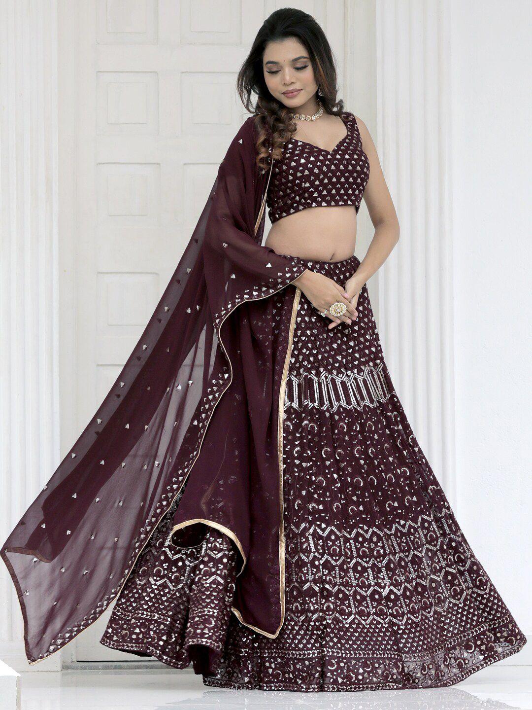 kalini embellished sequinned semi-stitched lehenga & unstitched blouse with dupatta