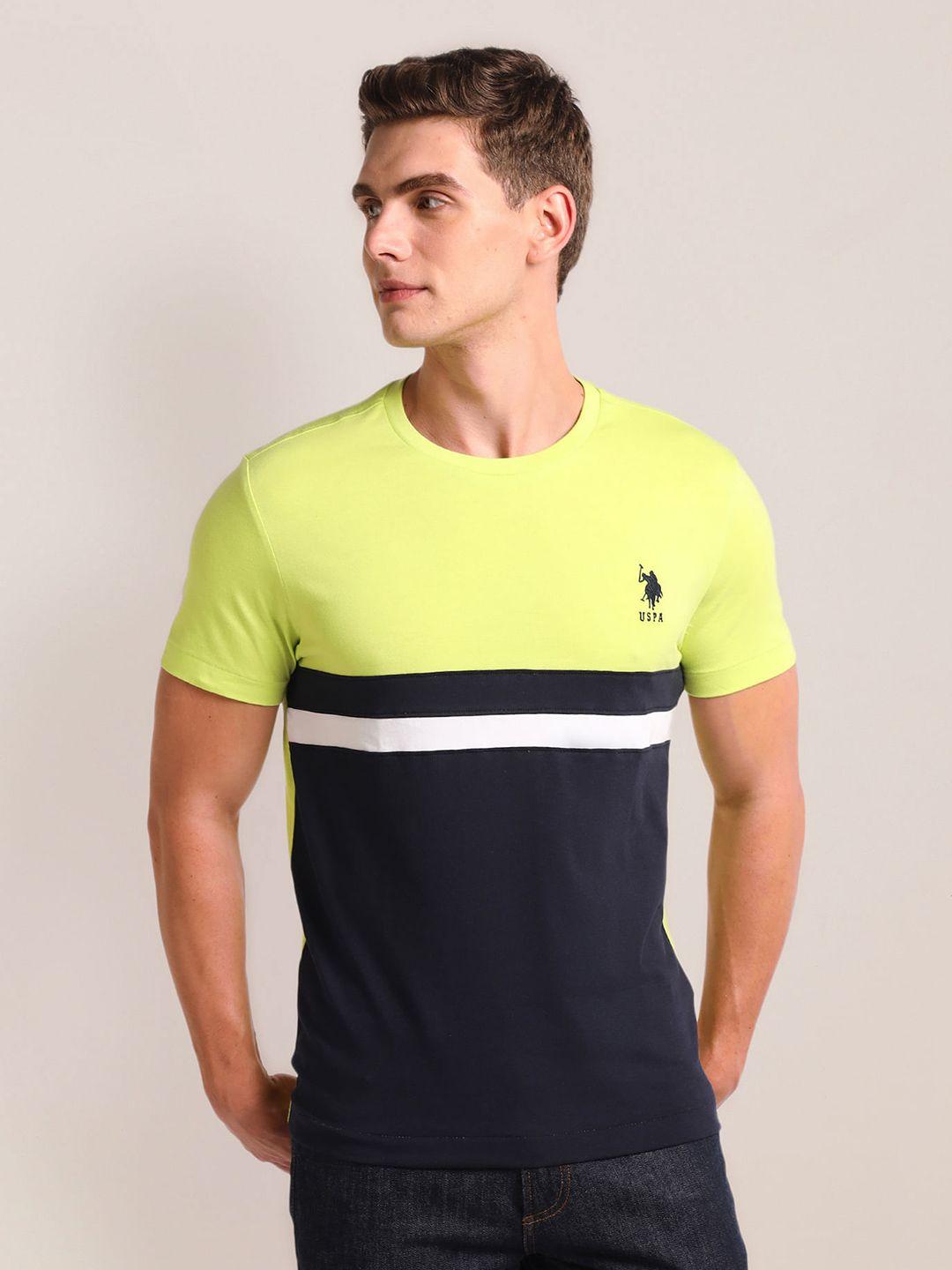 u.s. polo assn. men colourblocked applique slim fit t-shirt