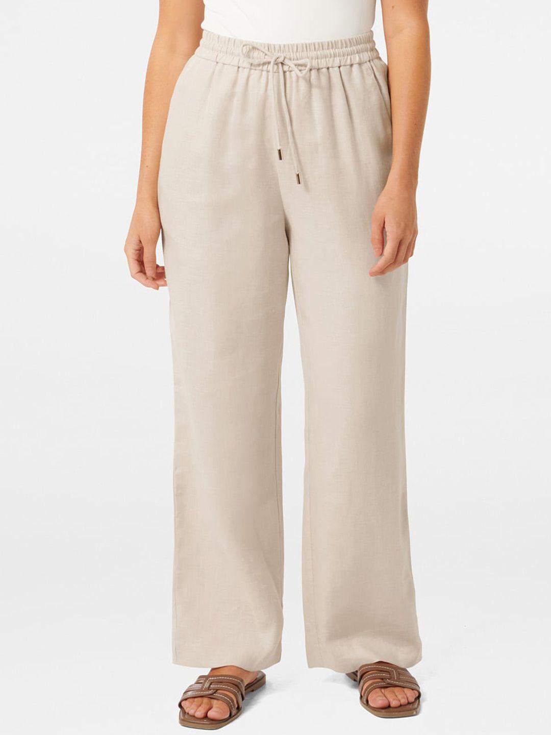 forever new women relaxed straight fit high-rise trousers