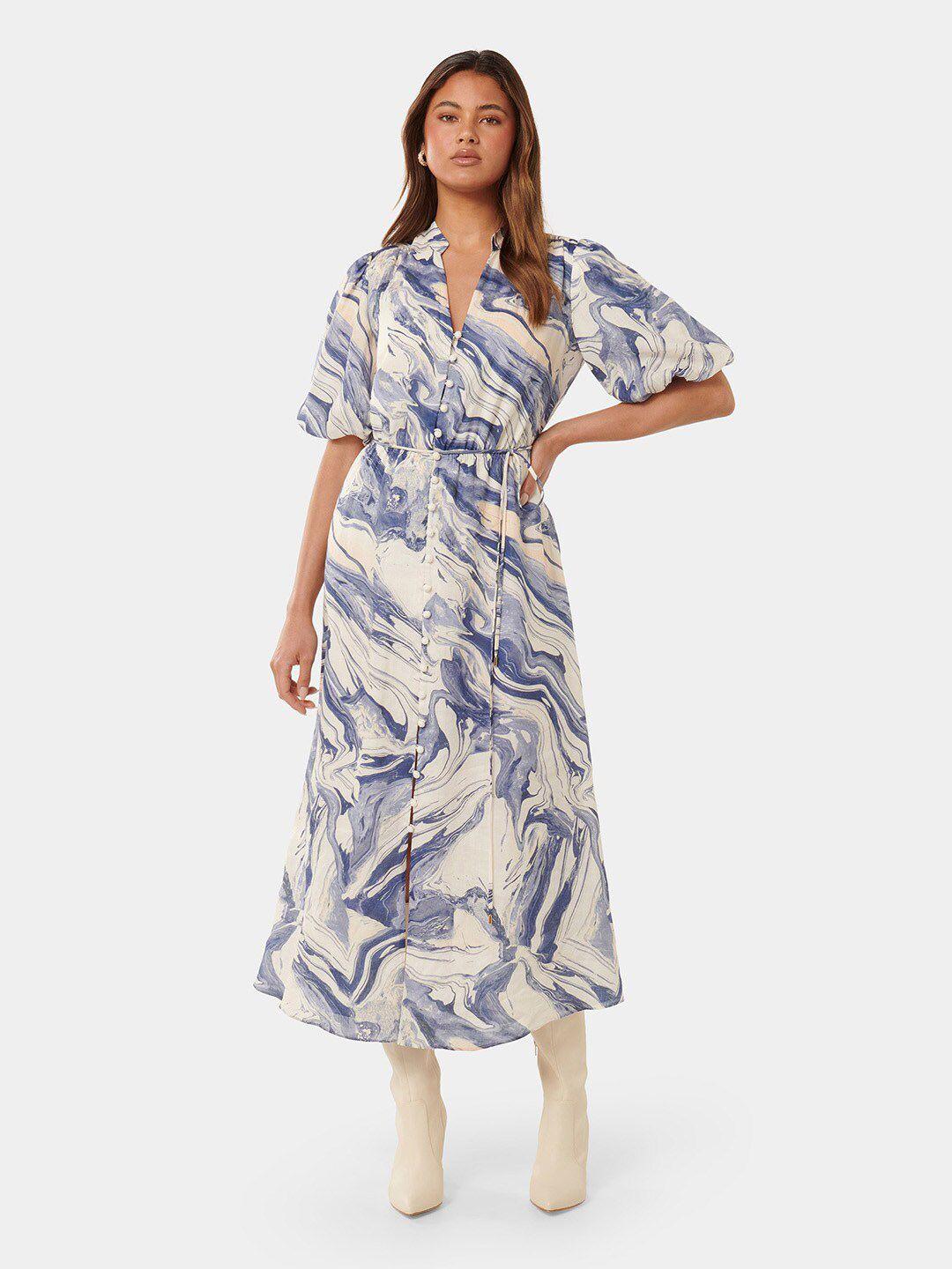 forever new print flared sleeve a-line maxi dress