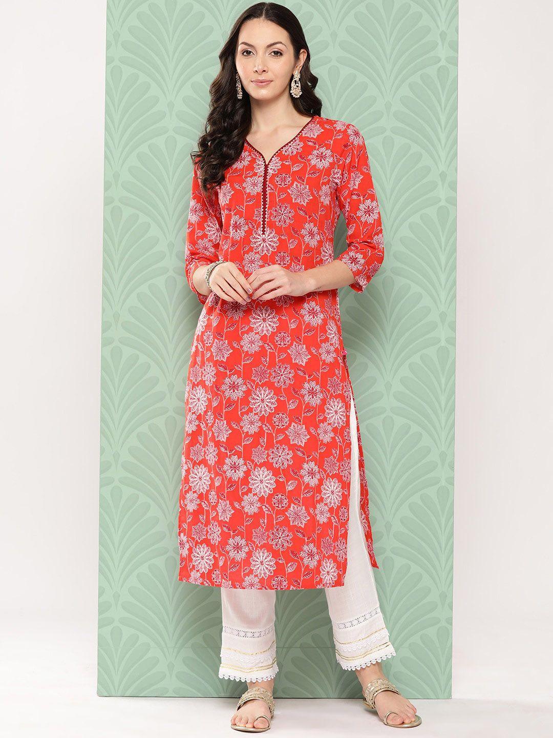 kalini women floral printed gotta patti kurta