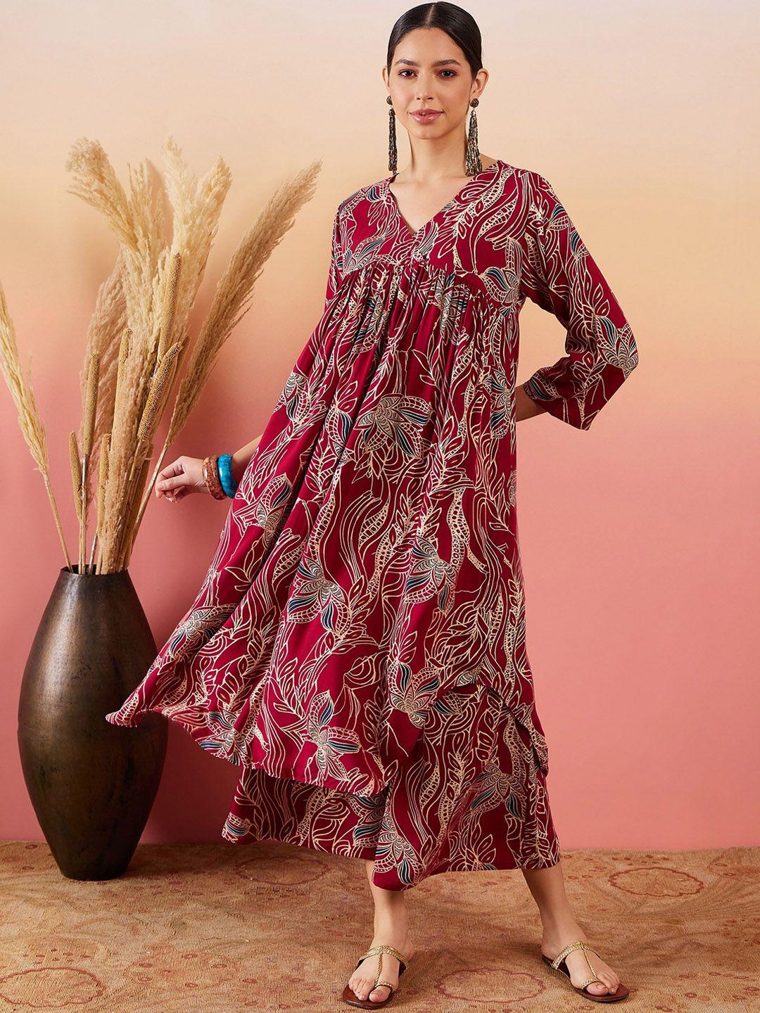 inweave women floral printed regular kurta with palazzos