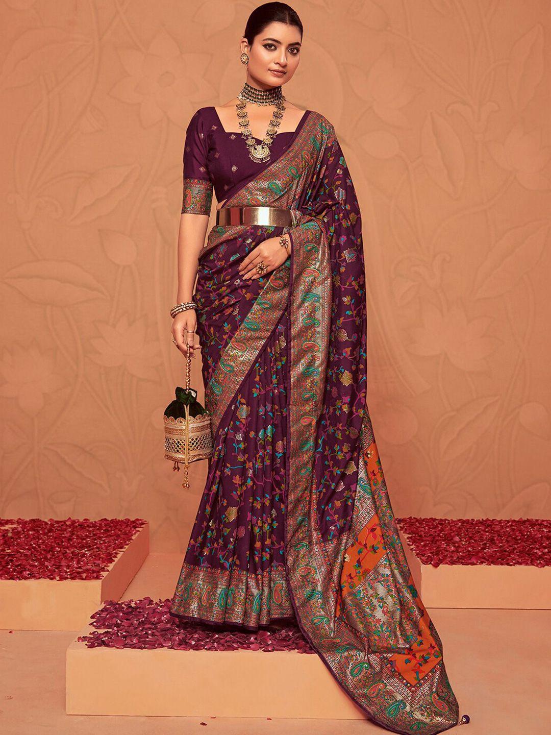 mitera floral zari art silk foil printed saree