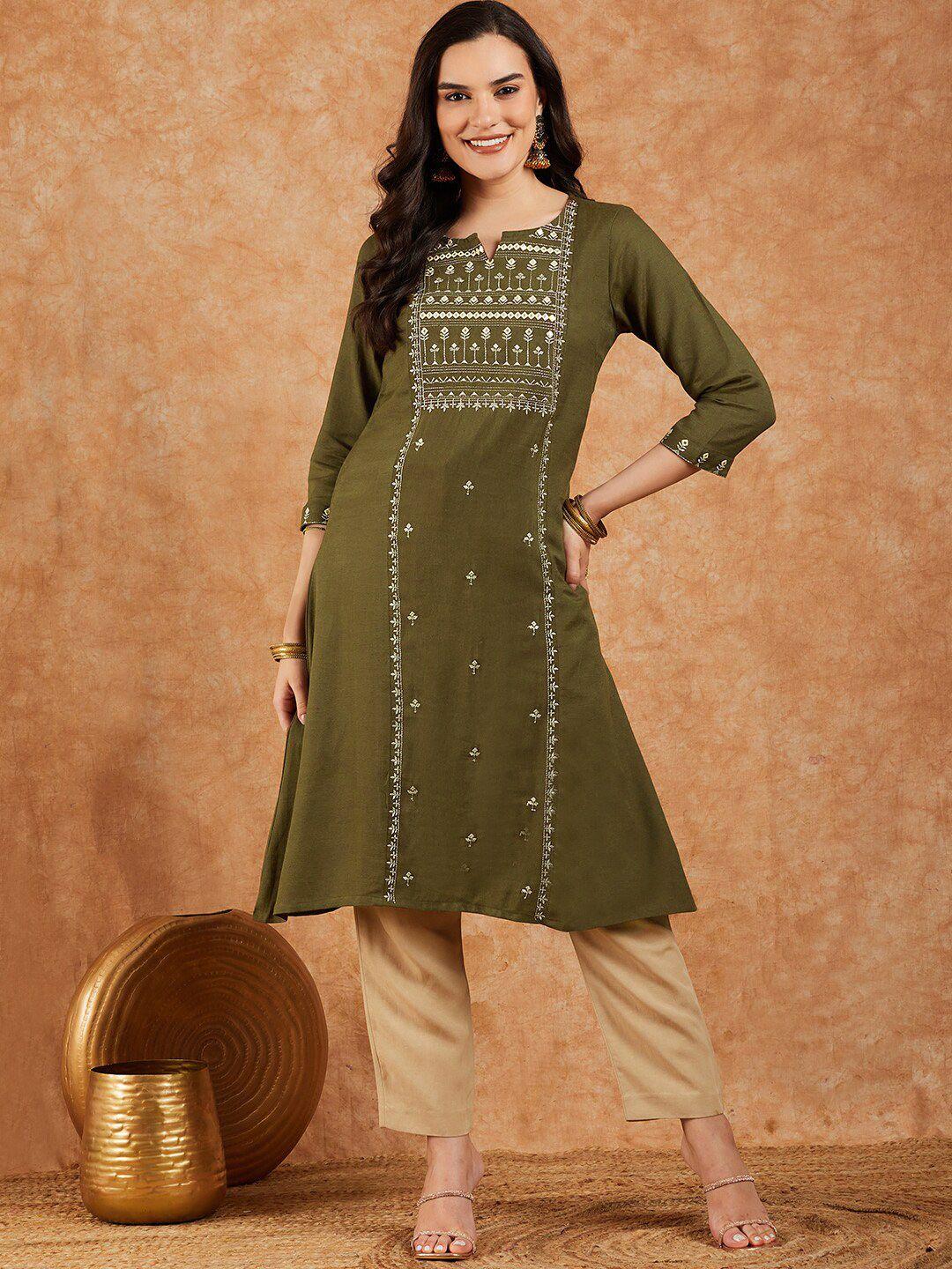 sangria embroidered pure cotton a-line kurta