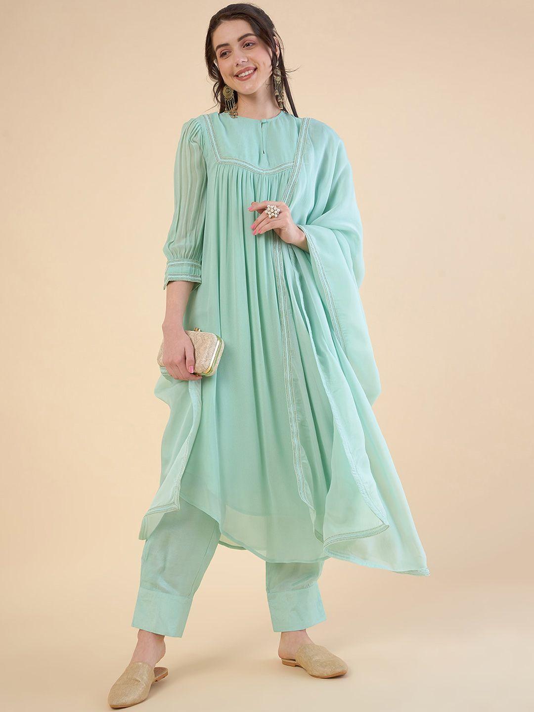 adornia empire kurta with dhoti pants & with dupatta