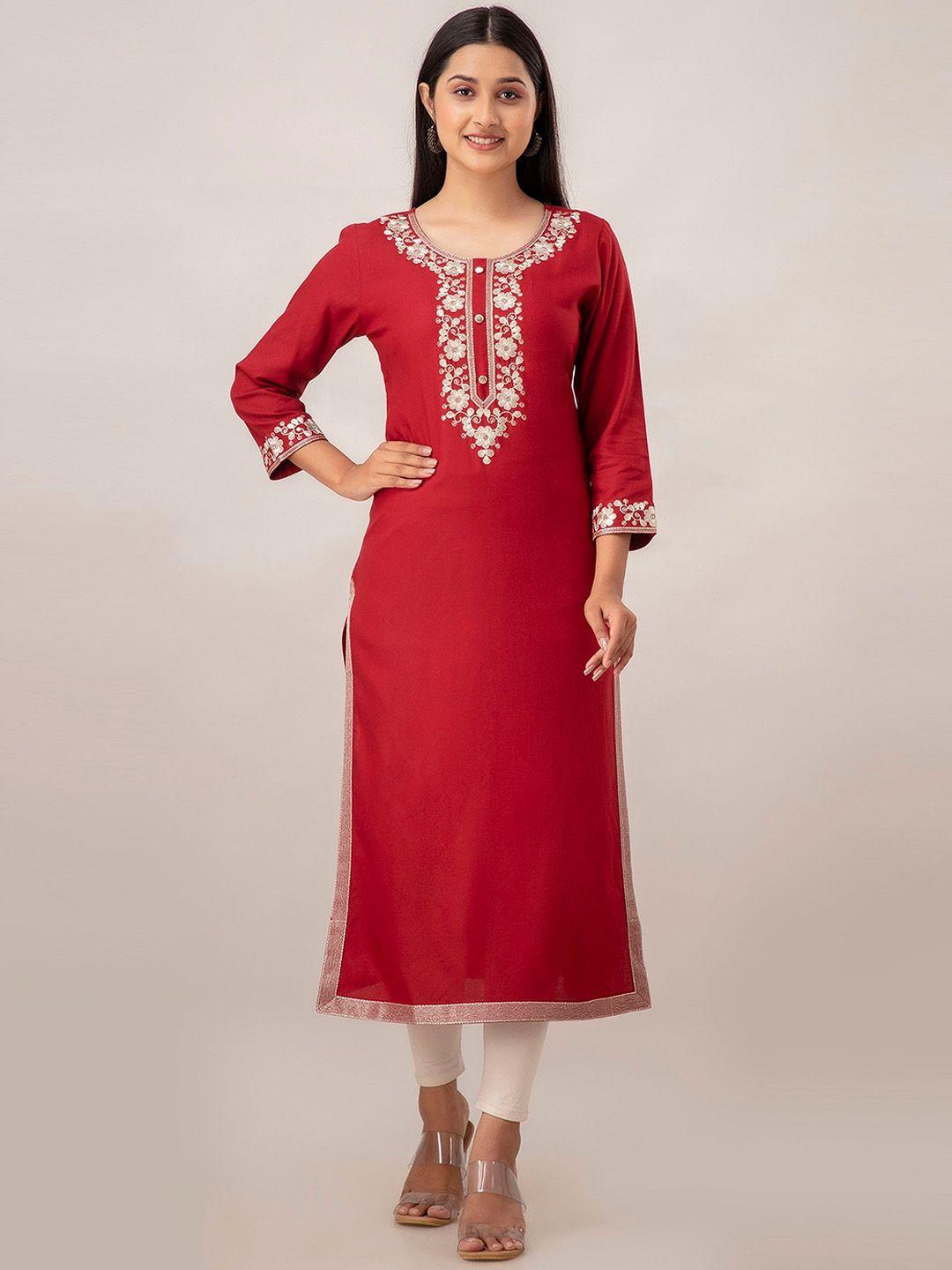 charu floral yoke design thread work kurta