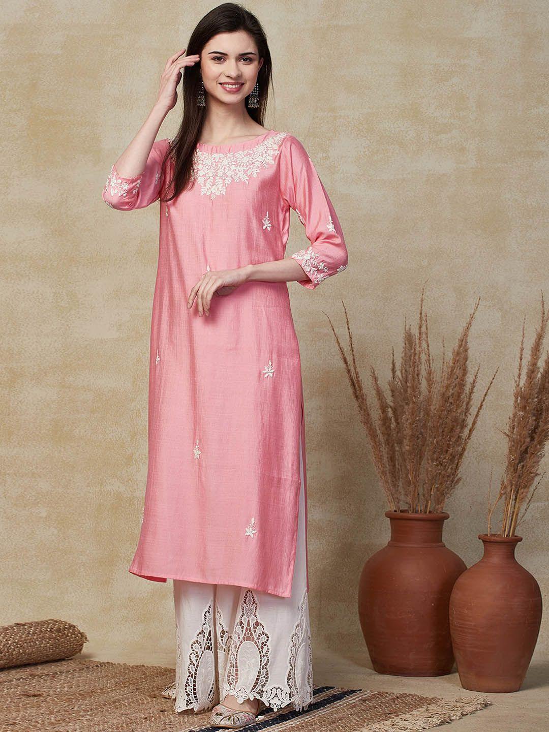 fashor floral embroidered thread work kurta