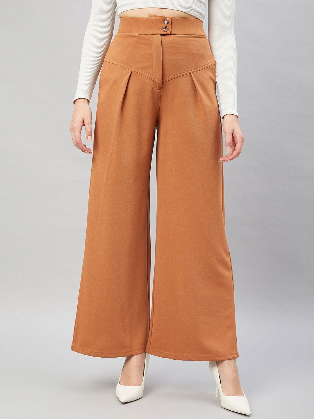 orchid hues women flared high-rise pleated trousers