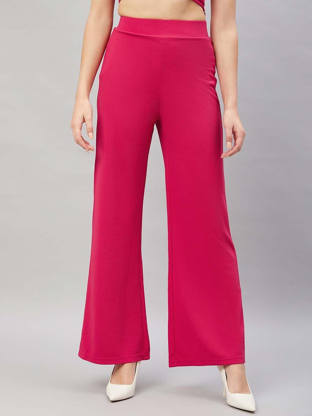 orchid hues women flared high-rise trousers