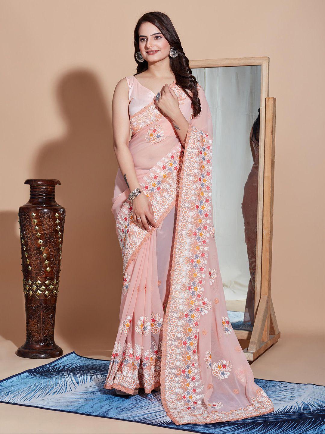 here&now floral poly georgette designer saree