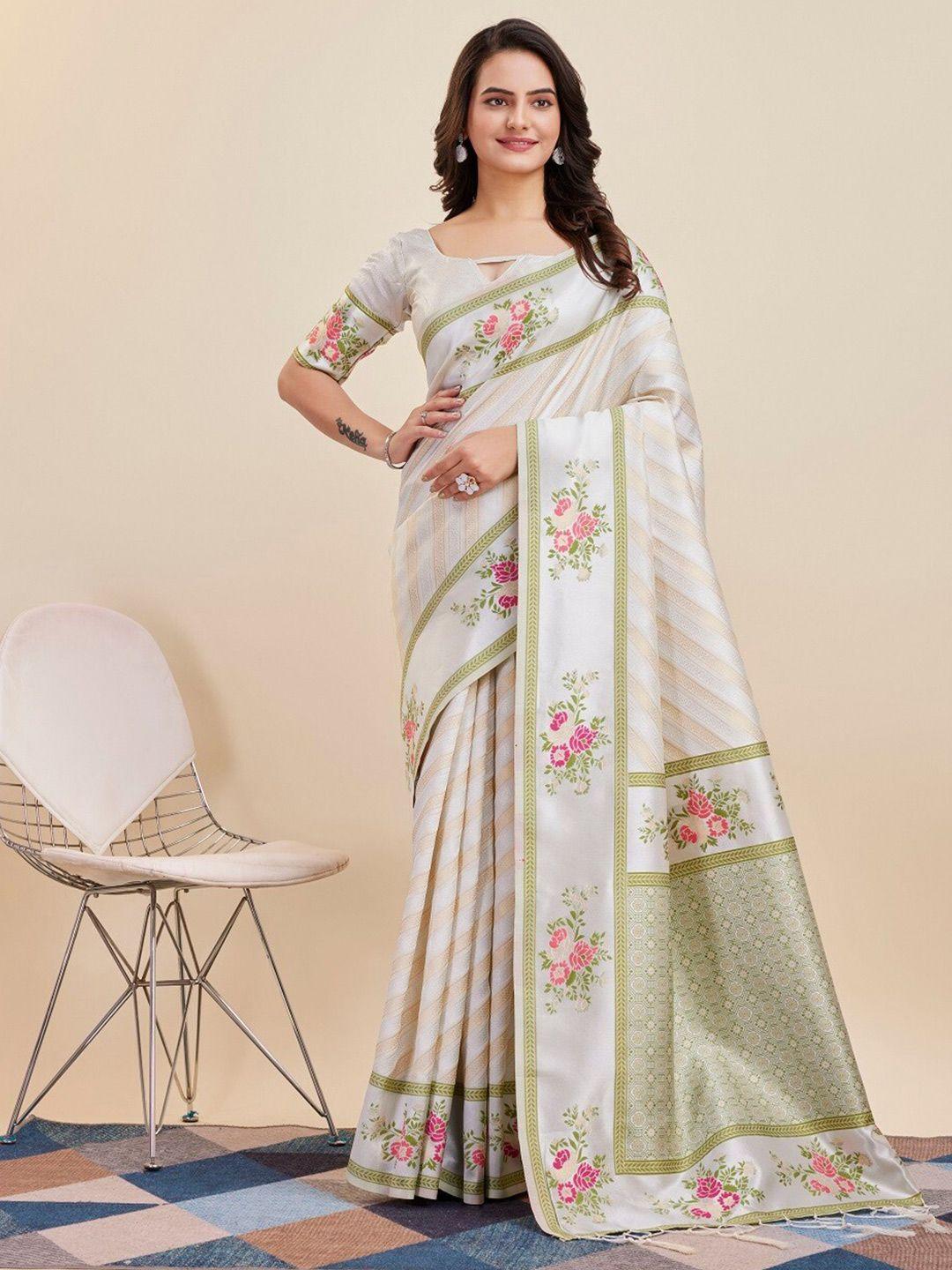 here&now woven design zari silk blend banarasi saree