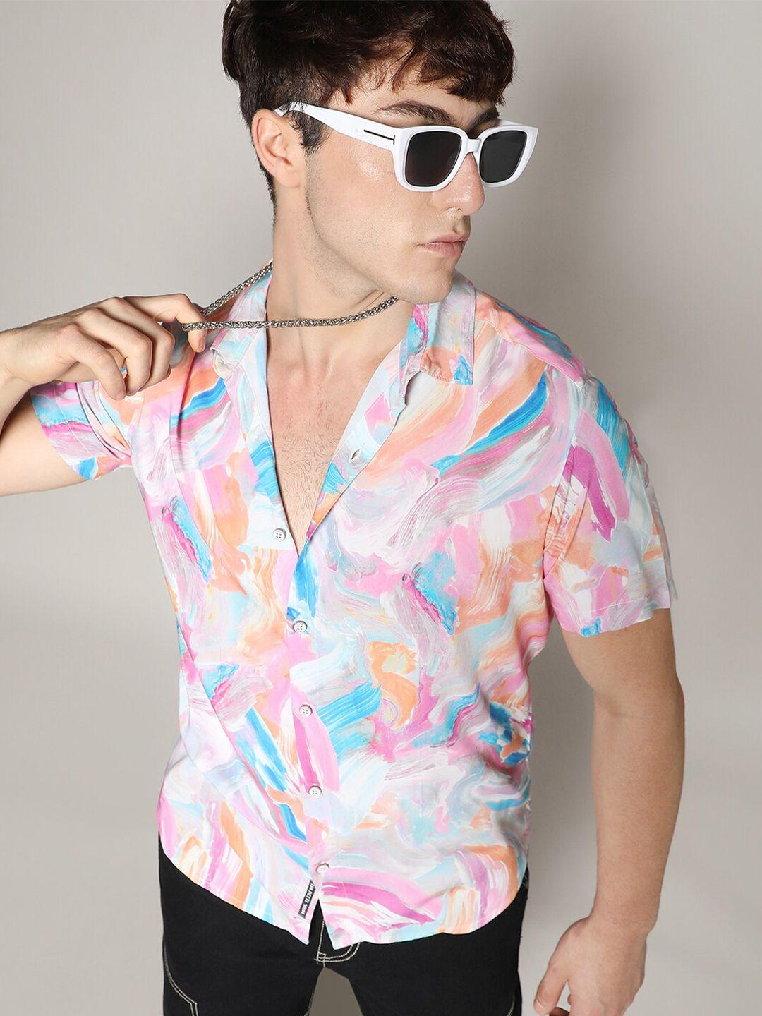 campus sutra men relaxed floral opaque printed casual shirt