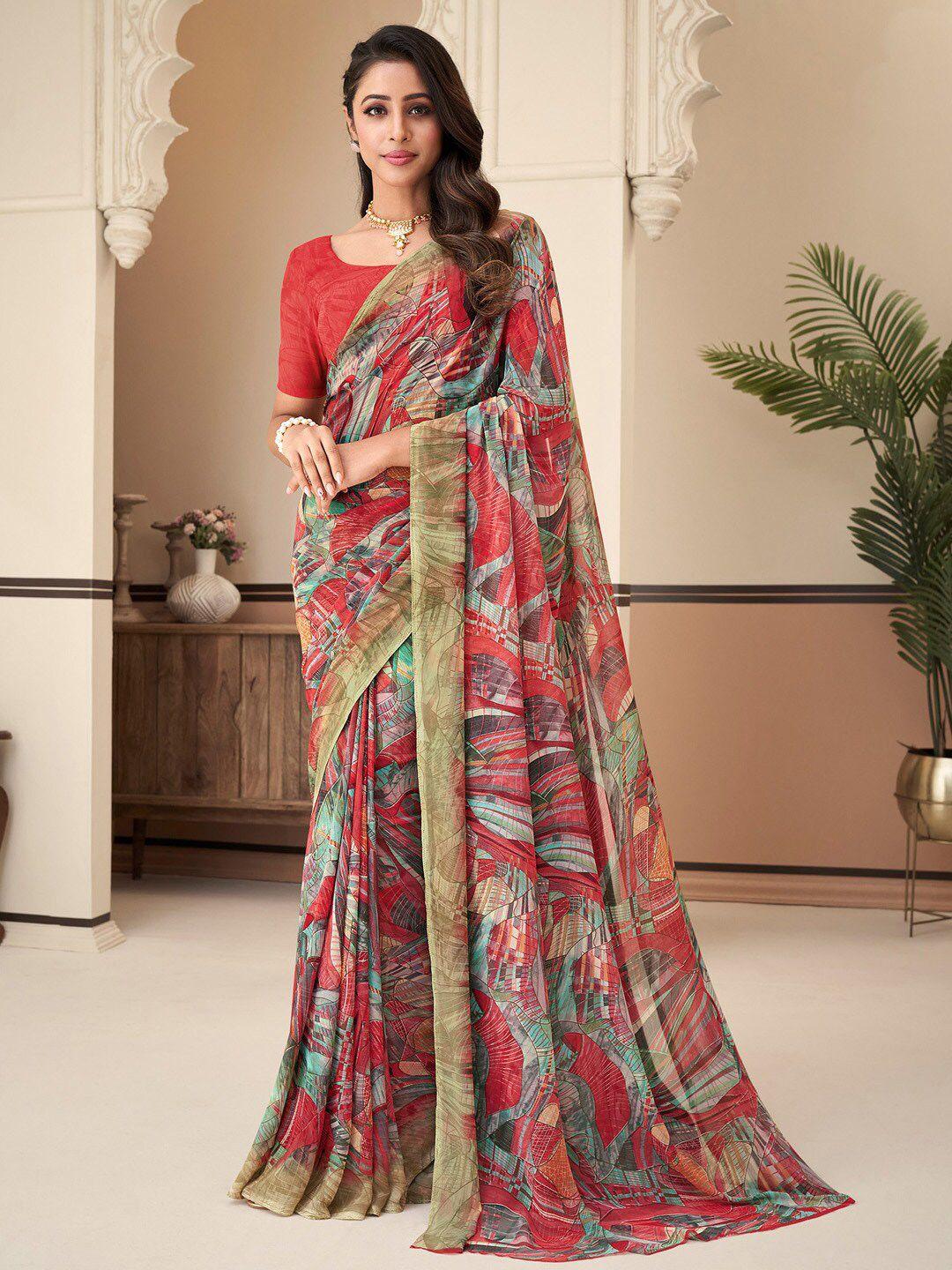 anouk abstract printed pure georgette dabu saree