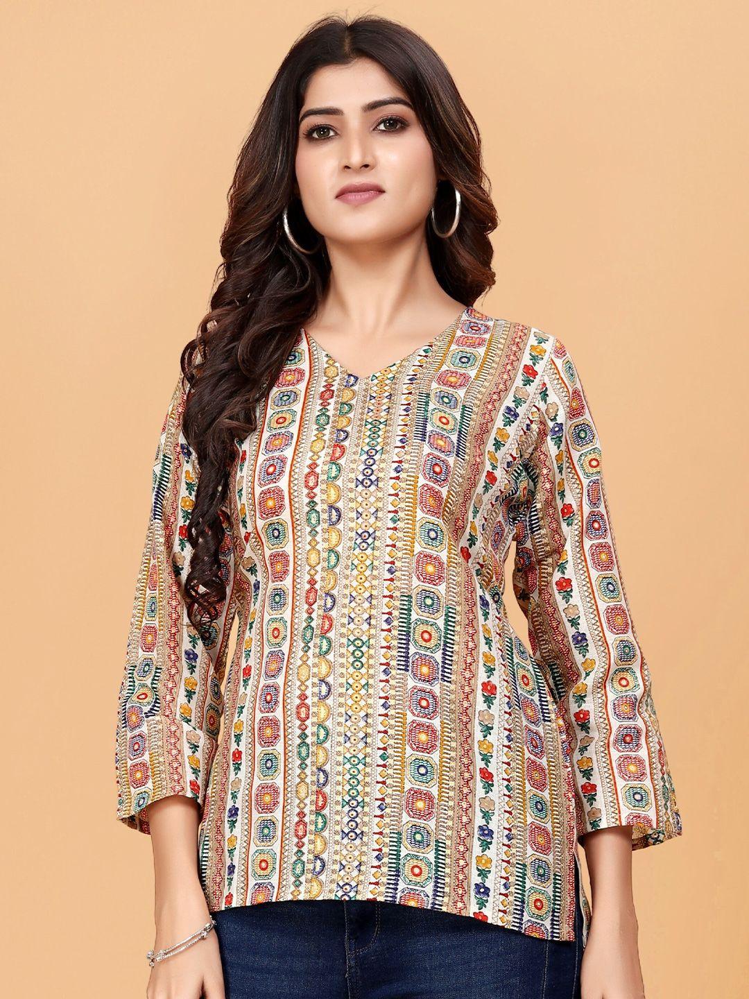 baesd print ethnic cotton top