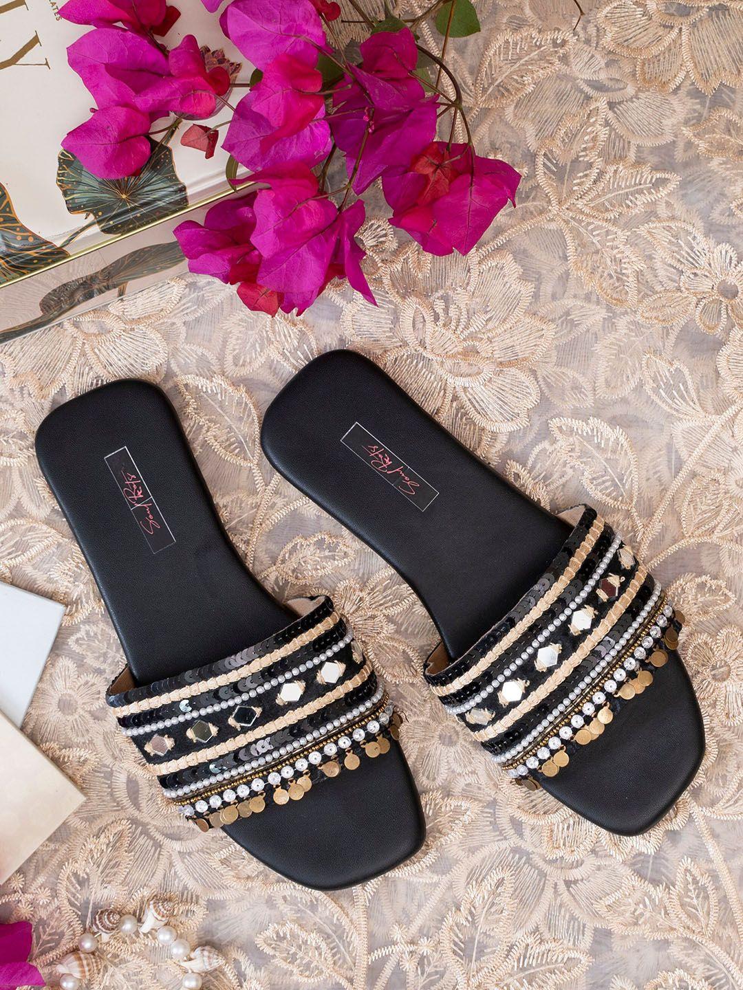 soul roots embellished open toe flats