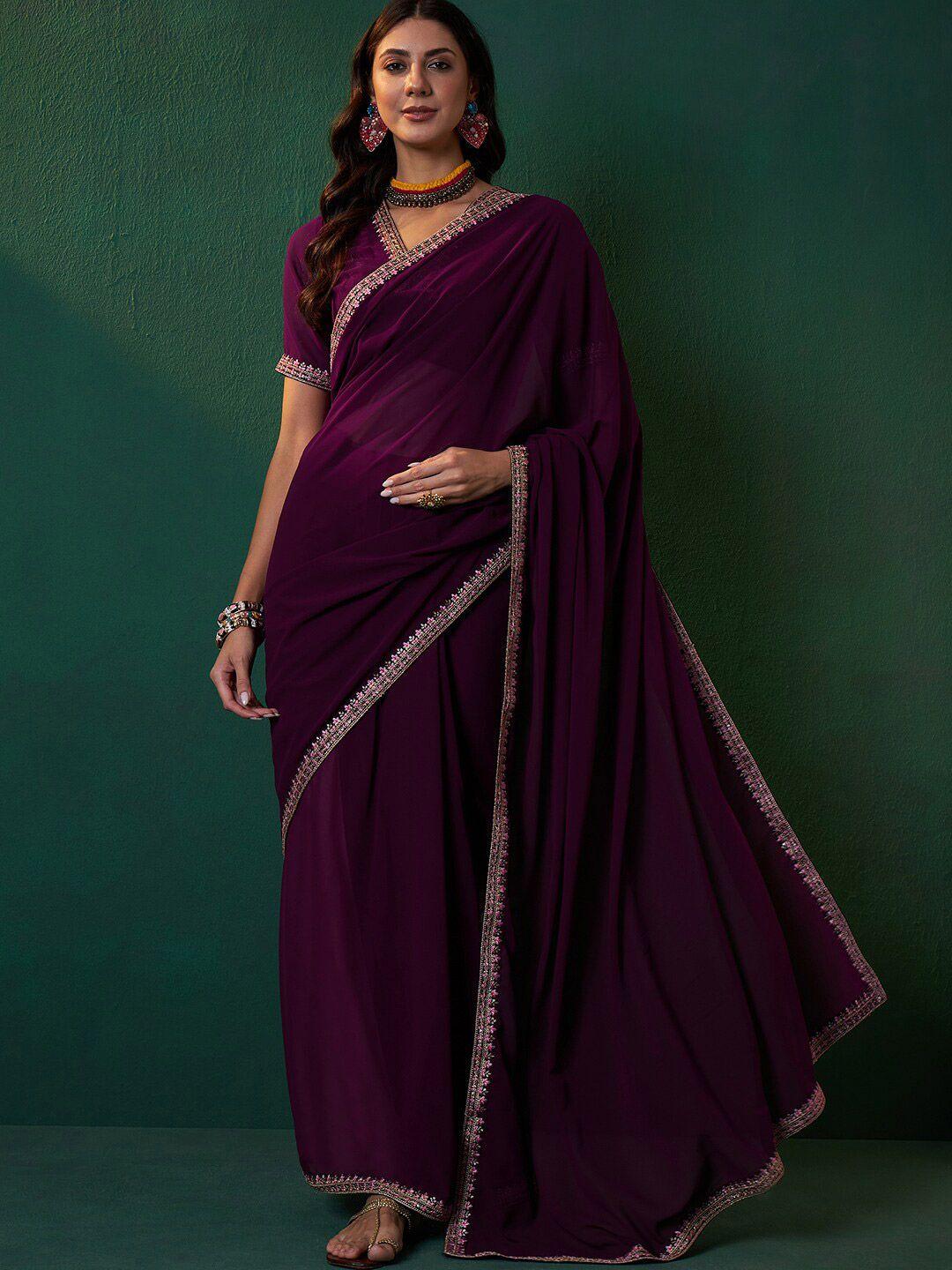 sangria embroidered bordered sarees