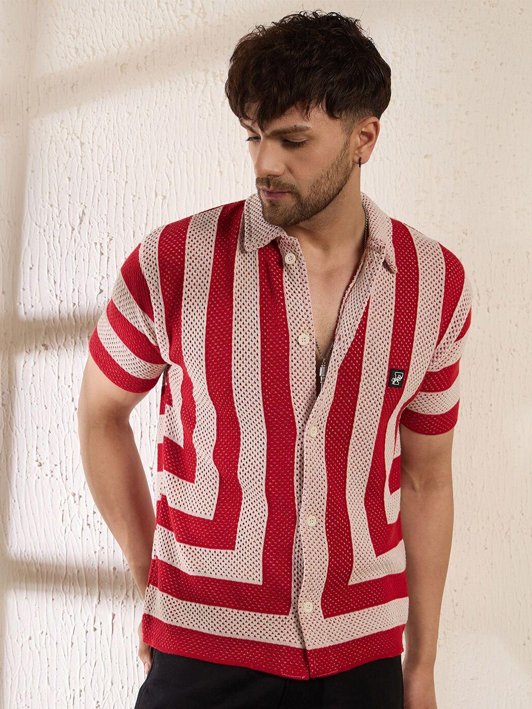 fugazee men relaxed striped casual shirt