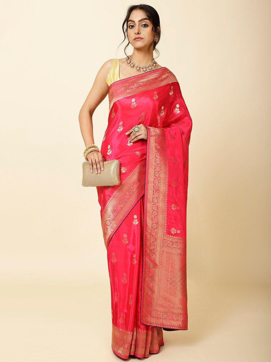 meena bazaar floral woven design zari saree