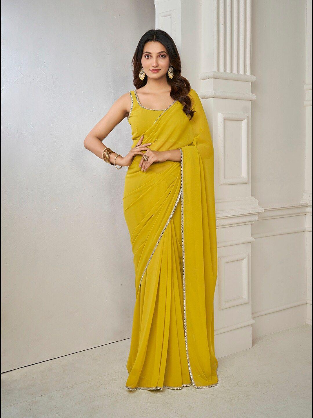 inddus embellished mirror work saree