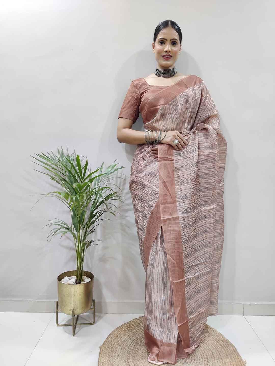 teeya creation striped printed ready to wear saree