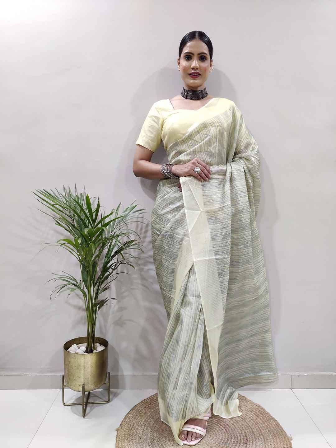 teeya creation striped woven design ready to wear saree