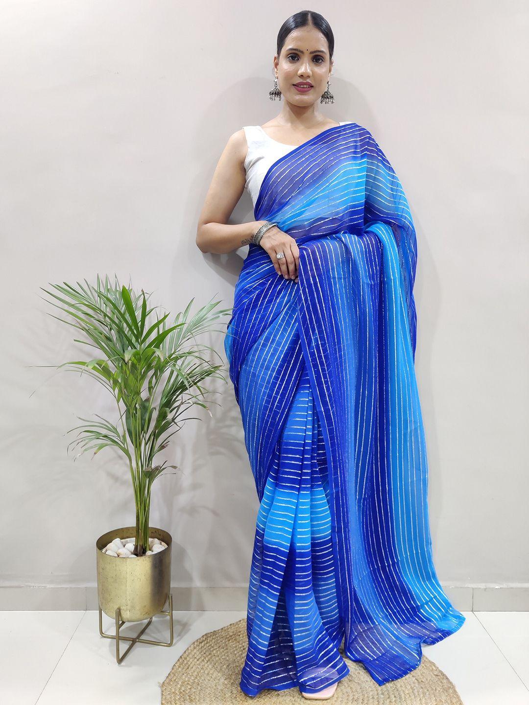 teeya creation striped poly georgette ready to wear saree